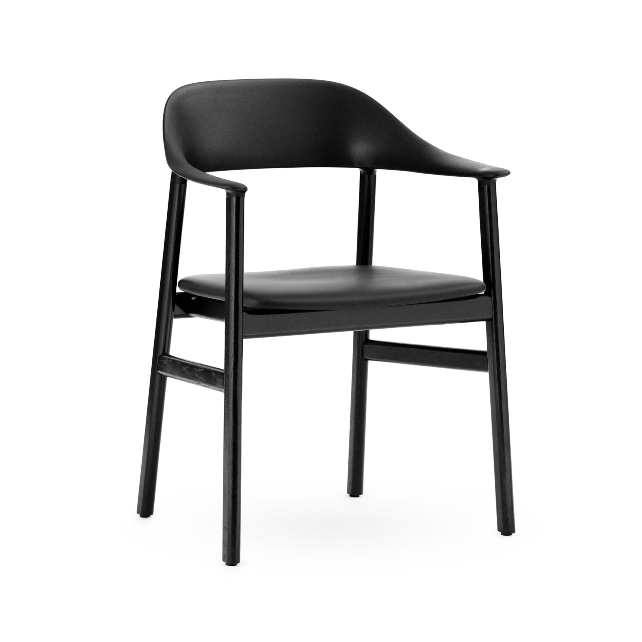 Chair with armrests upholstered Herit with a black oak base