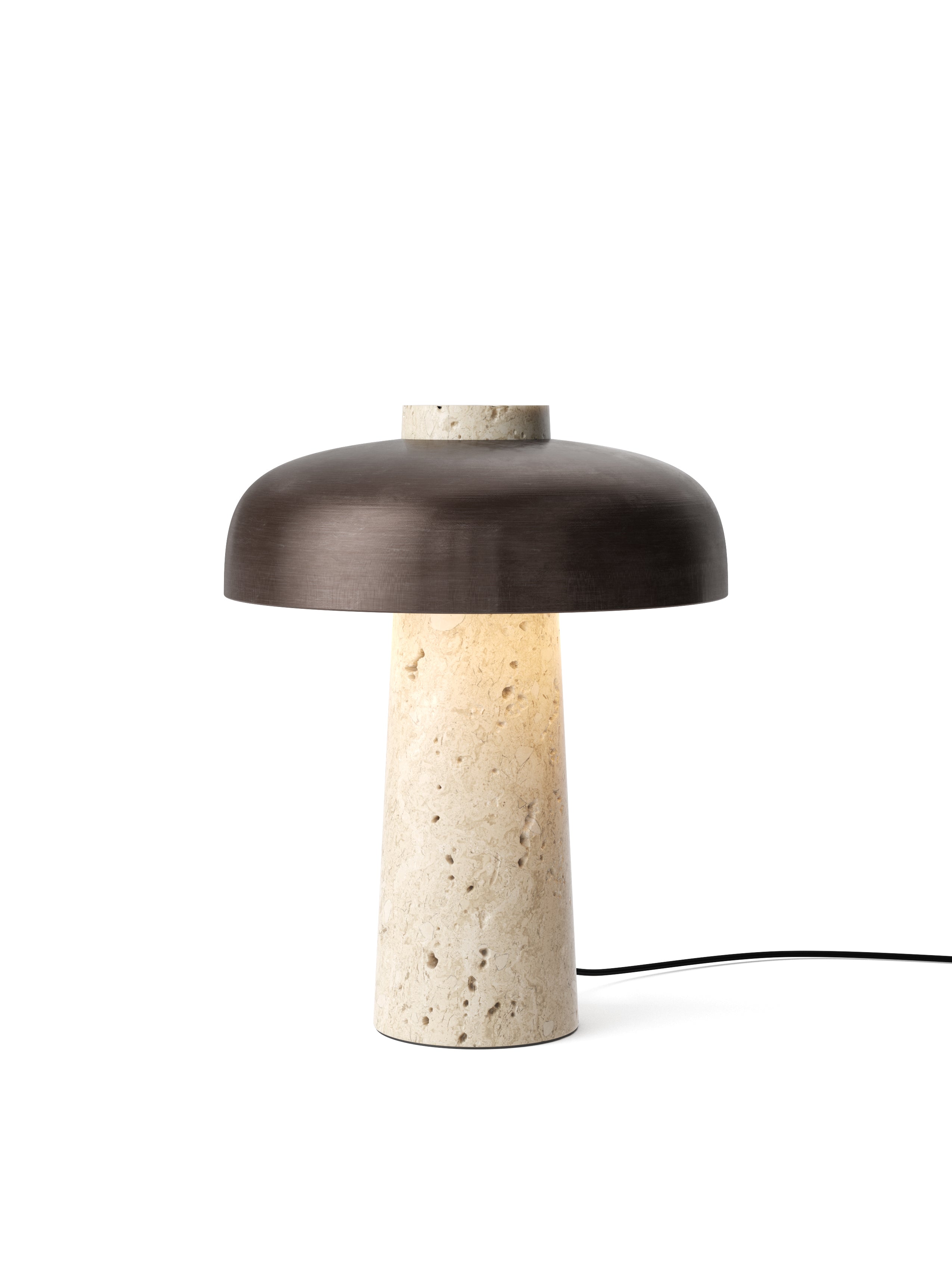 Stolná lampa REVERSE hnedý tienidlo s kamenným podstavcom