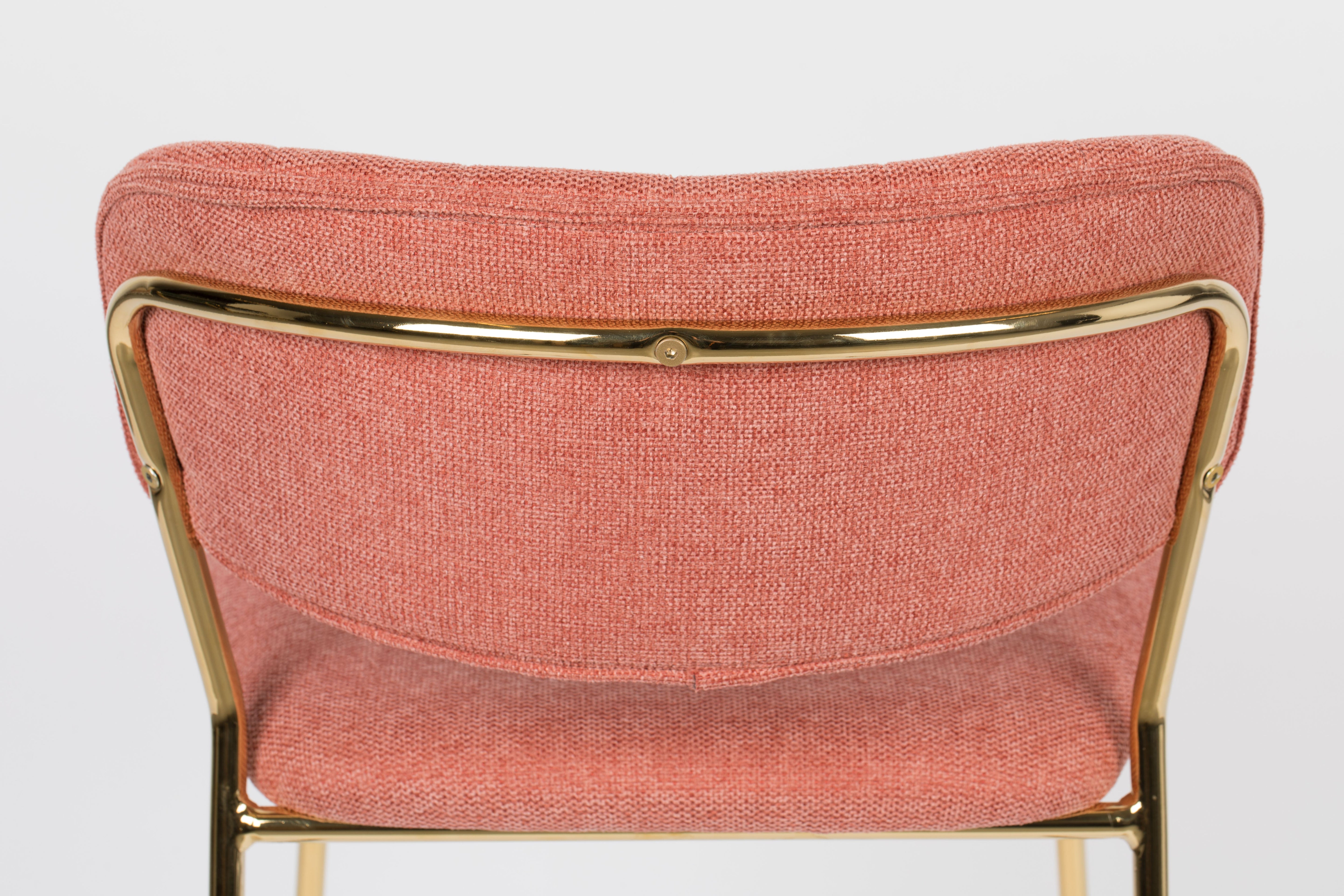 Jolien Pink bar chair with a golden base