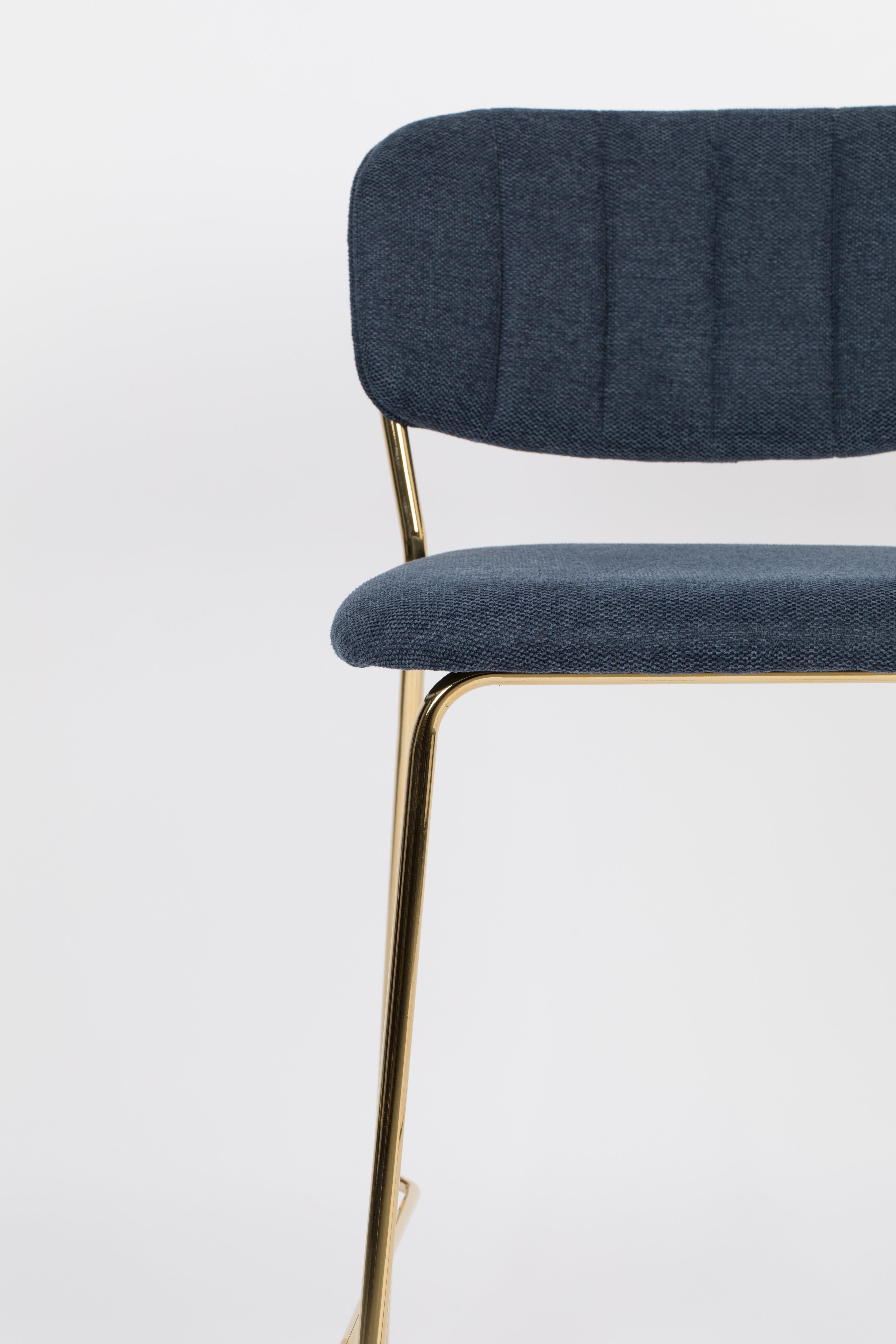 JOLIEN Dark Blue Stool with Gold Base