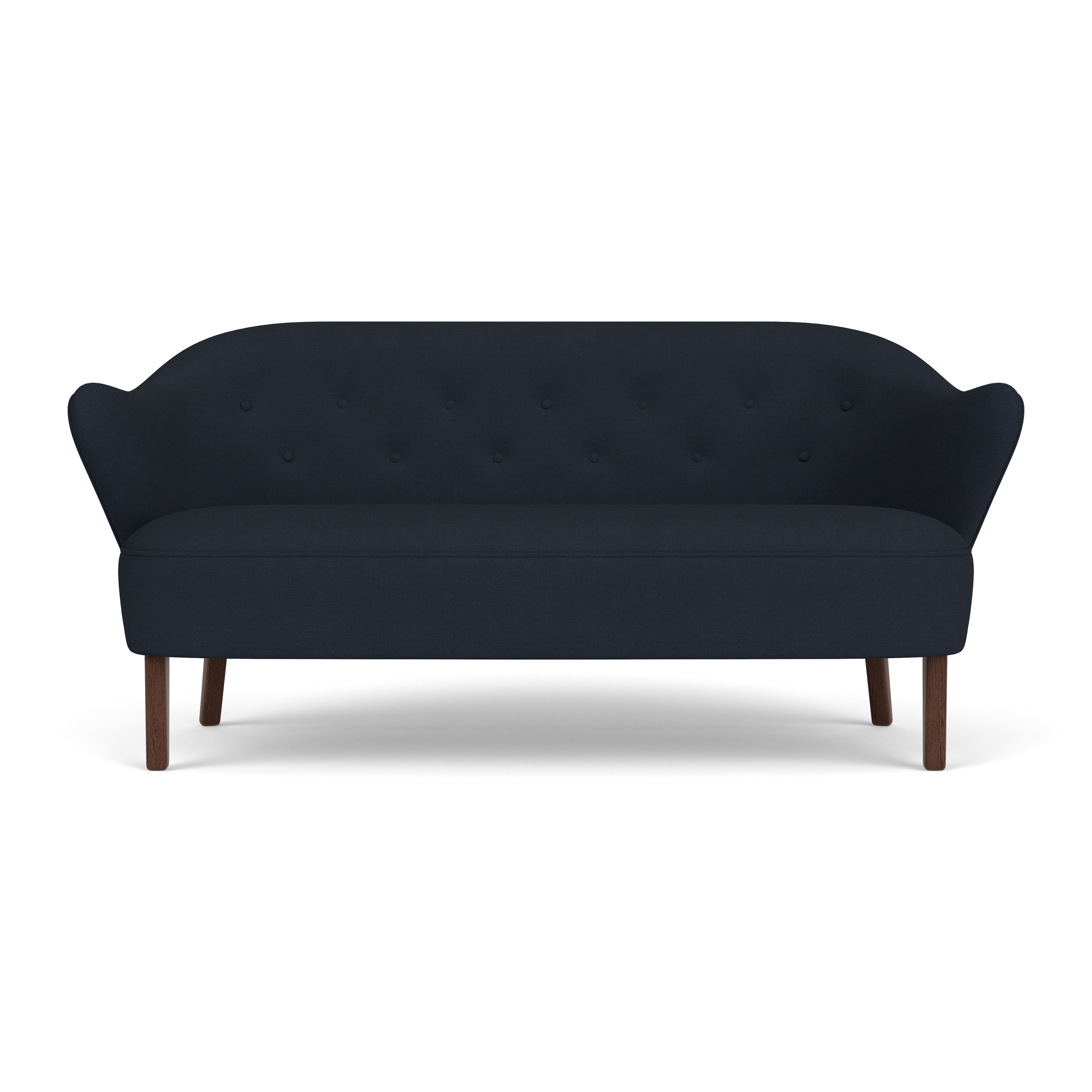 INGEBORG sofa in navy blue with a dark oak base