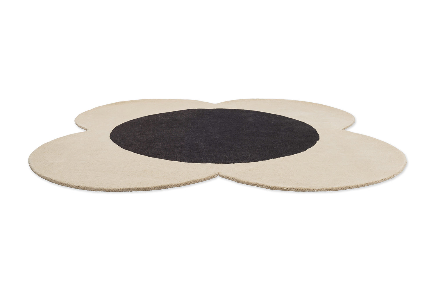 Round rug FLOWER SPOT ecru with black