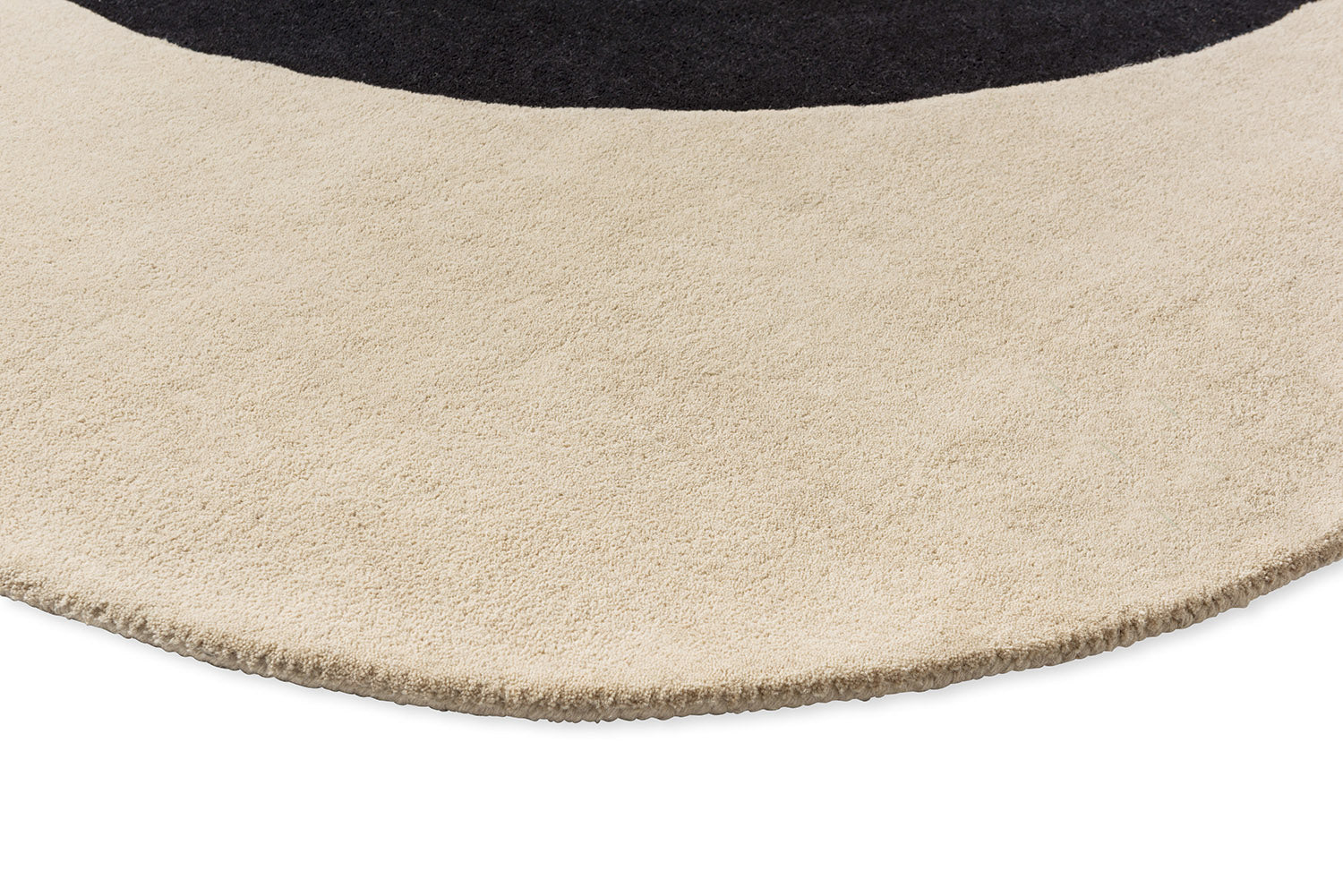Round rug FLOWER SPOT ecru with black