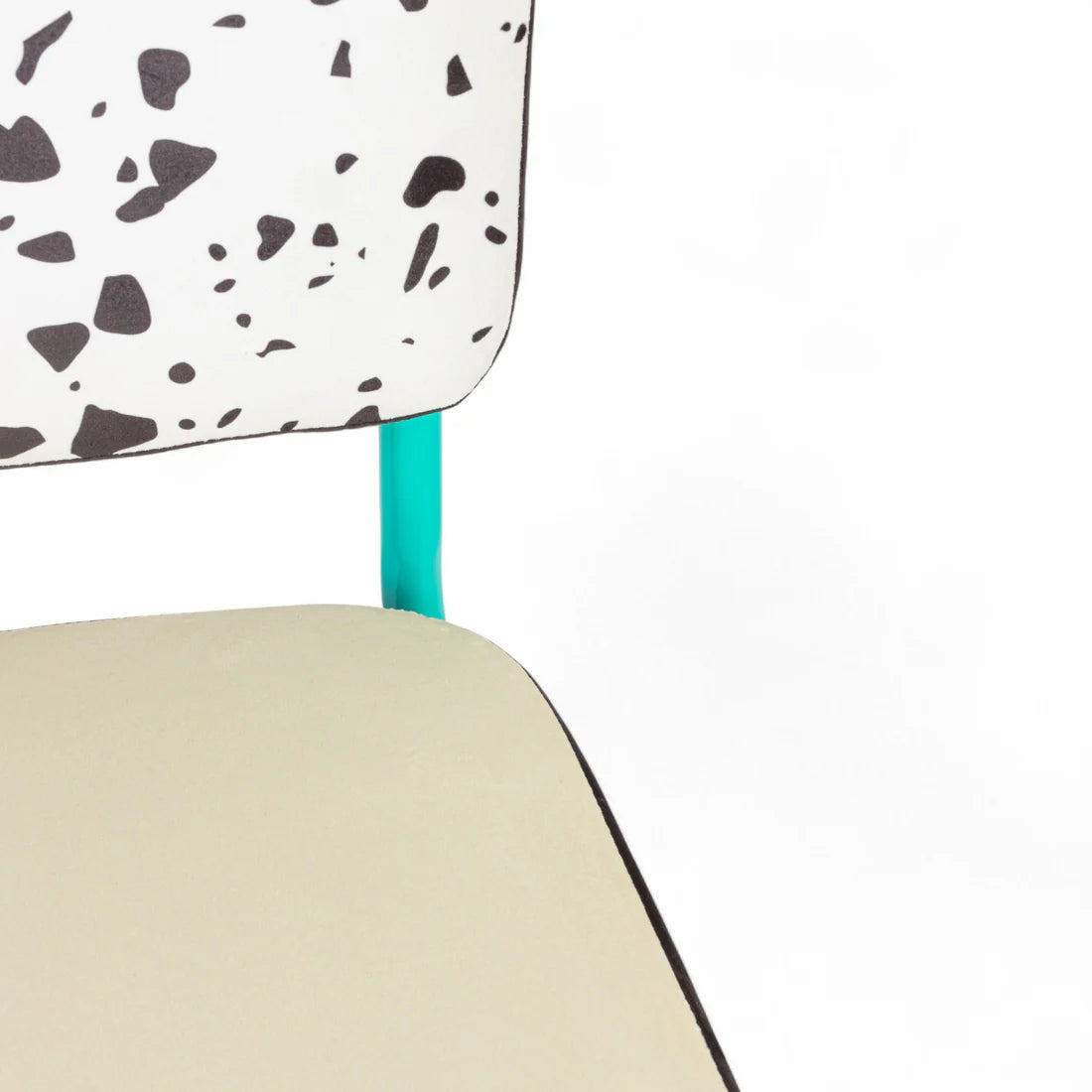 SUPERCHAIR TERRAZZO Chair in Light Yellow with Turquoise Base