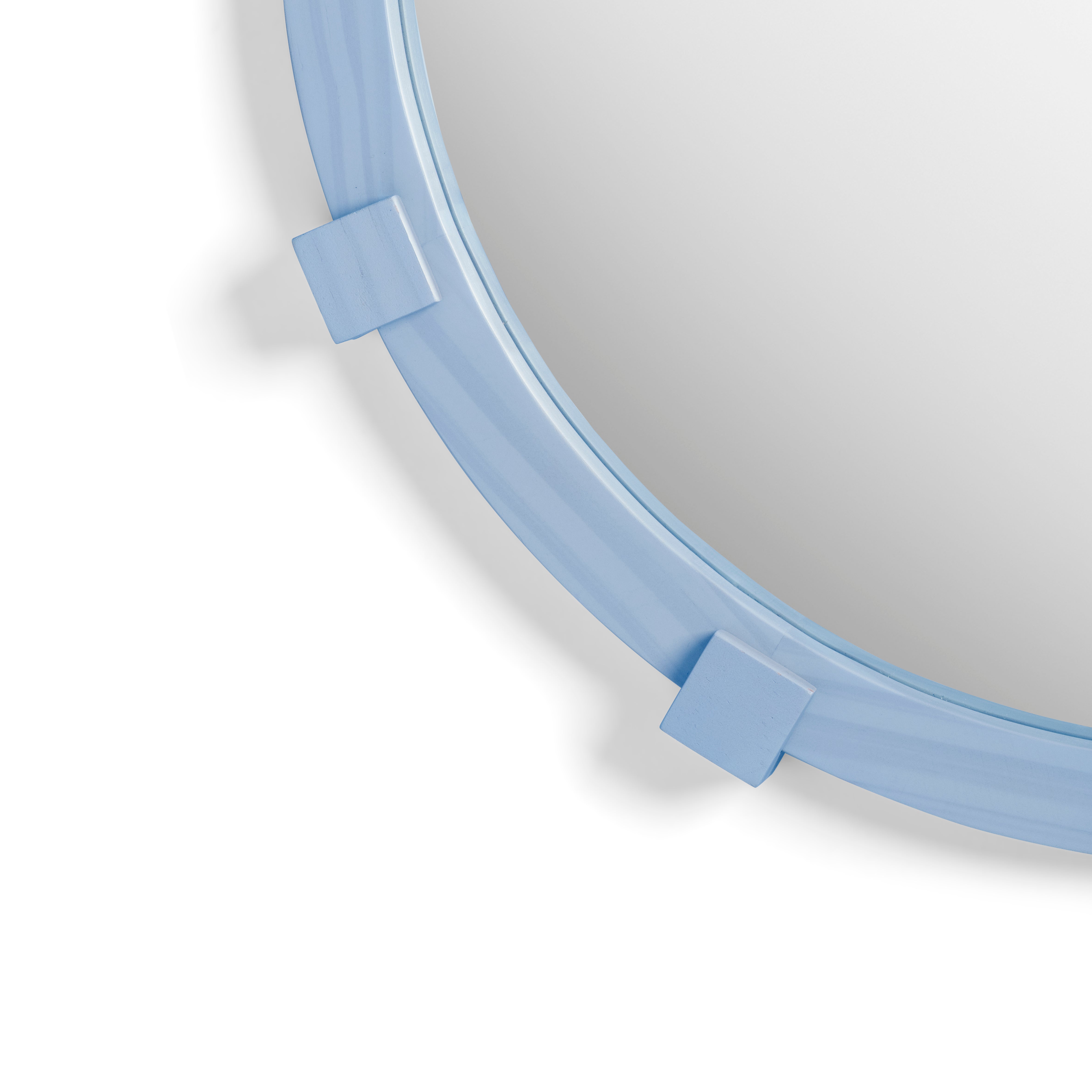 Round Mirror CHUNK Blue Wood