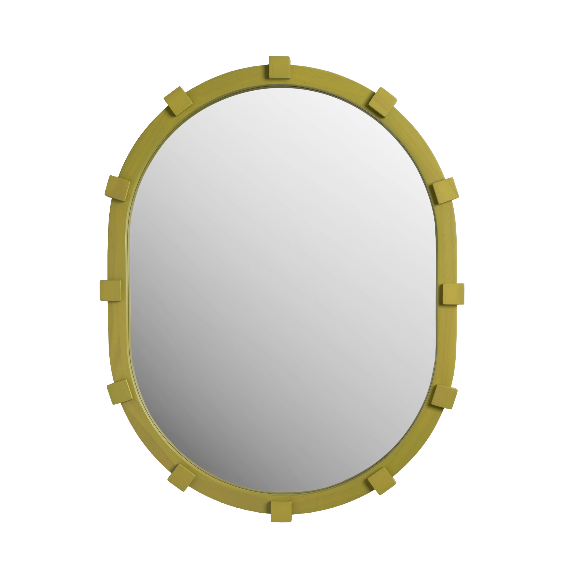 Okrúhle zrkadlo CHUNK zelené drevo