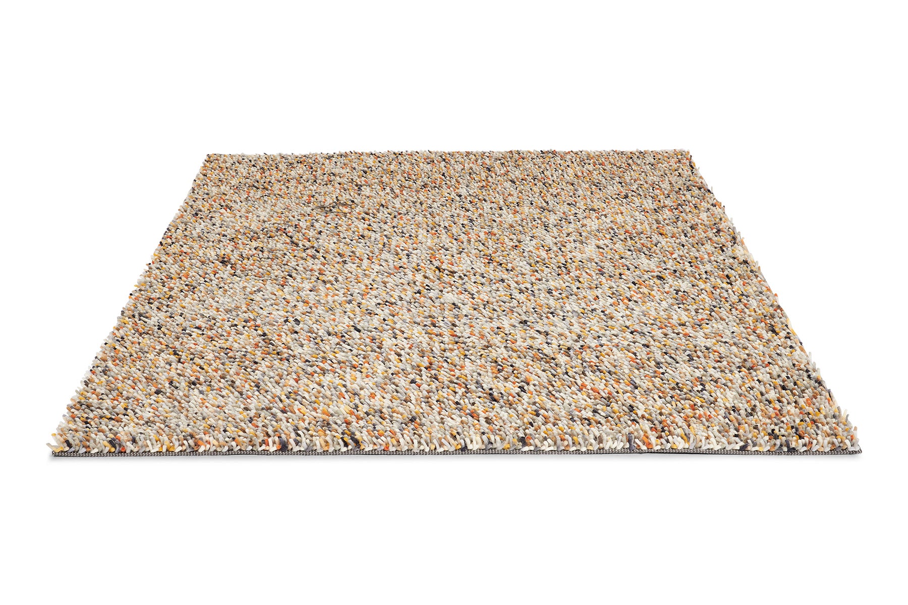 Orange-Cream Dots Carpet with Long Pile
