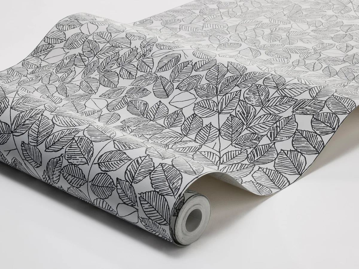 Tapeta s rastlinným vzorom listov ROMANS šedá