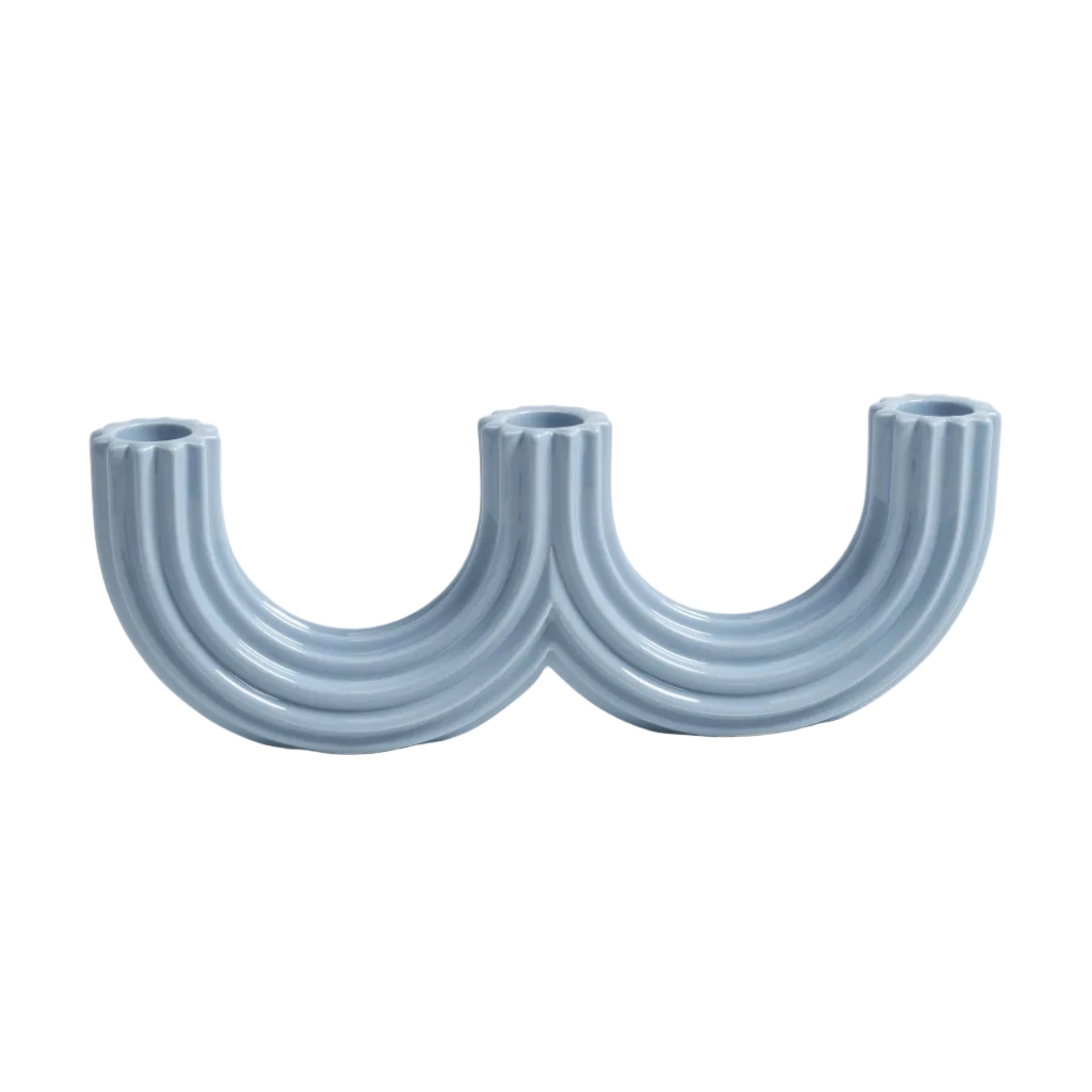 Two-armed candle holder CHURROS light blue
