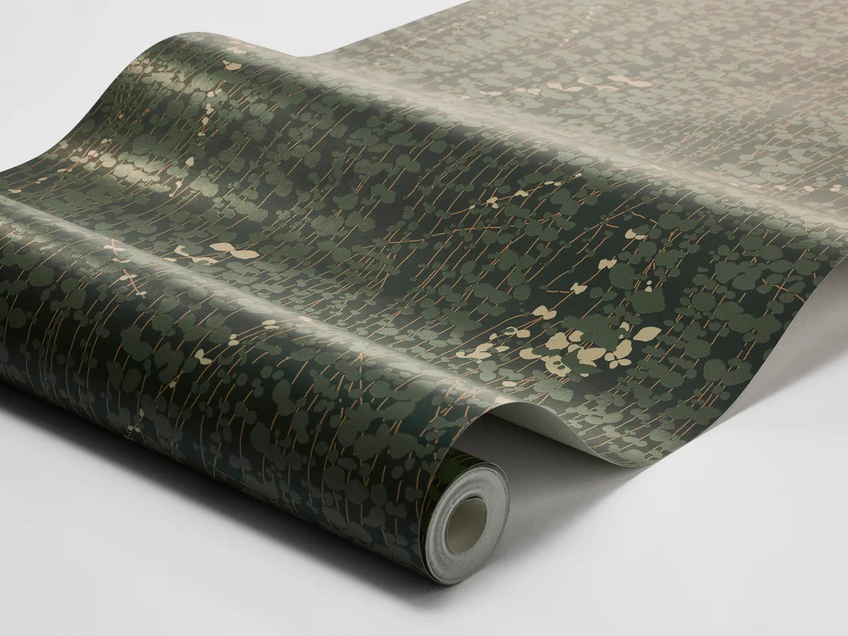 Tapeta s rastlinným vzorom listov RANKE zelená