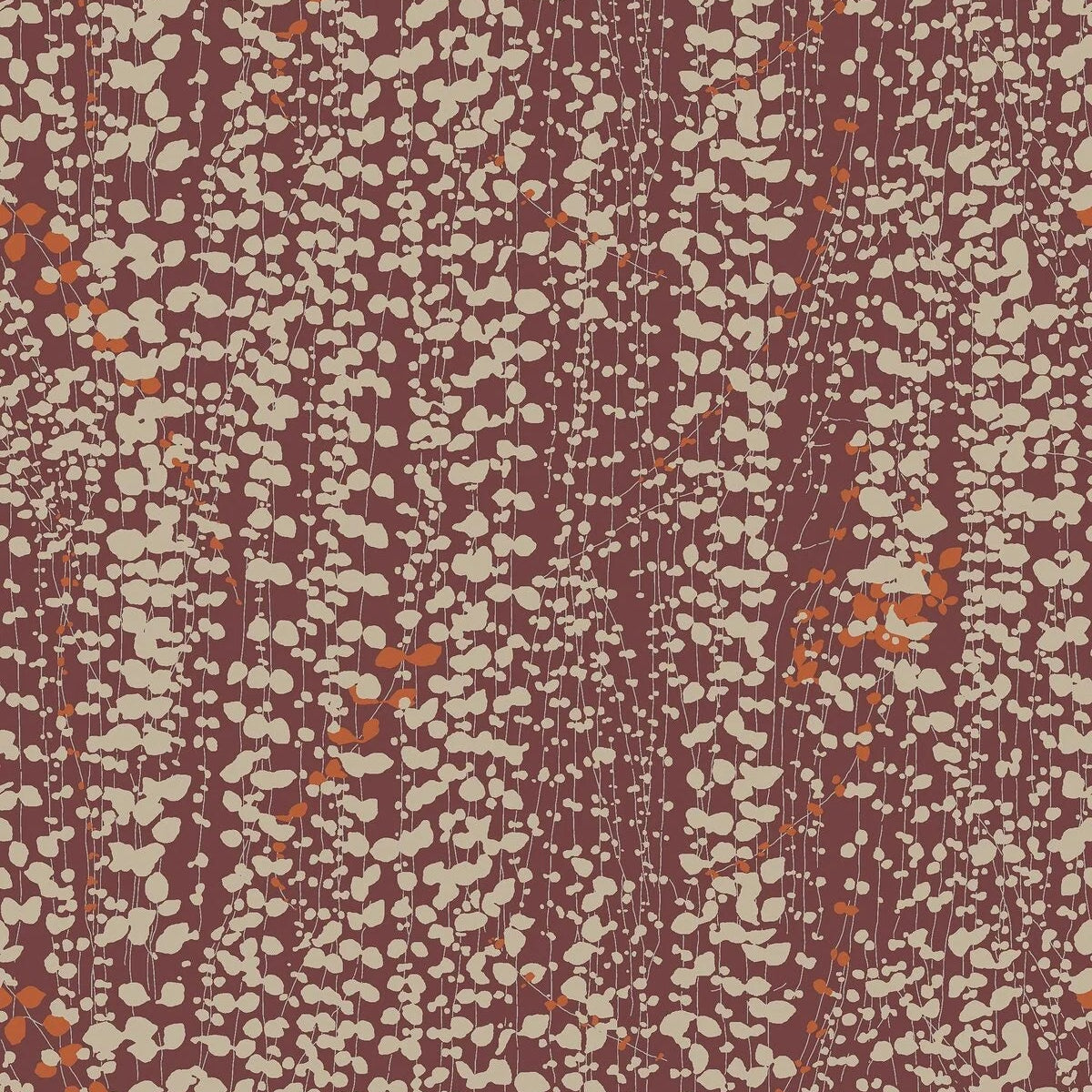 Tapeta s rastlinným vzorom listov RANKE burgundská s béžovou