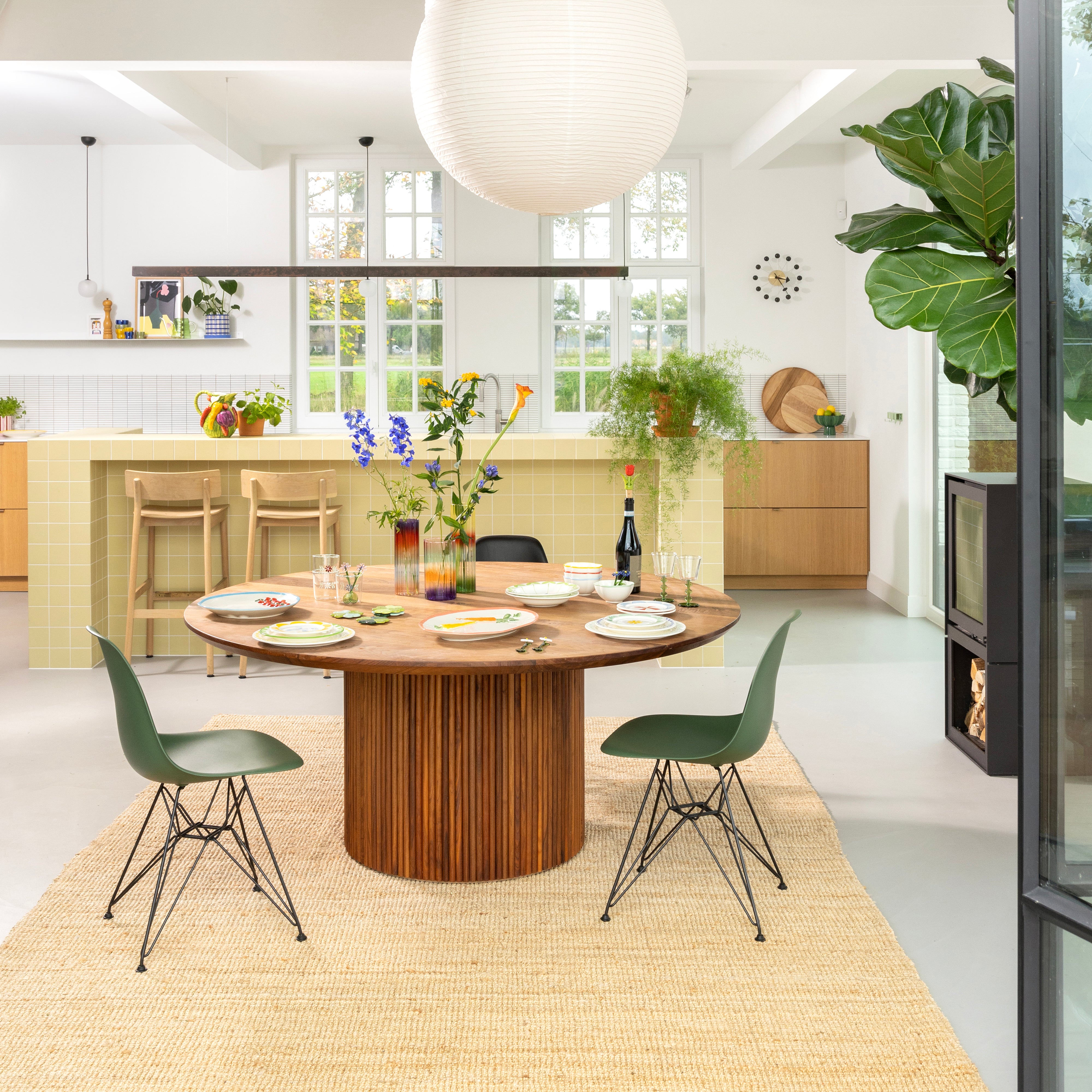 Váza GRADIENT VEČERNÝ žltá so zelenou a červenou