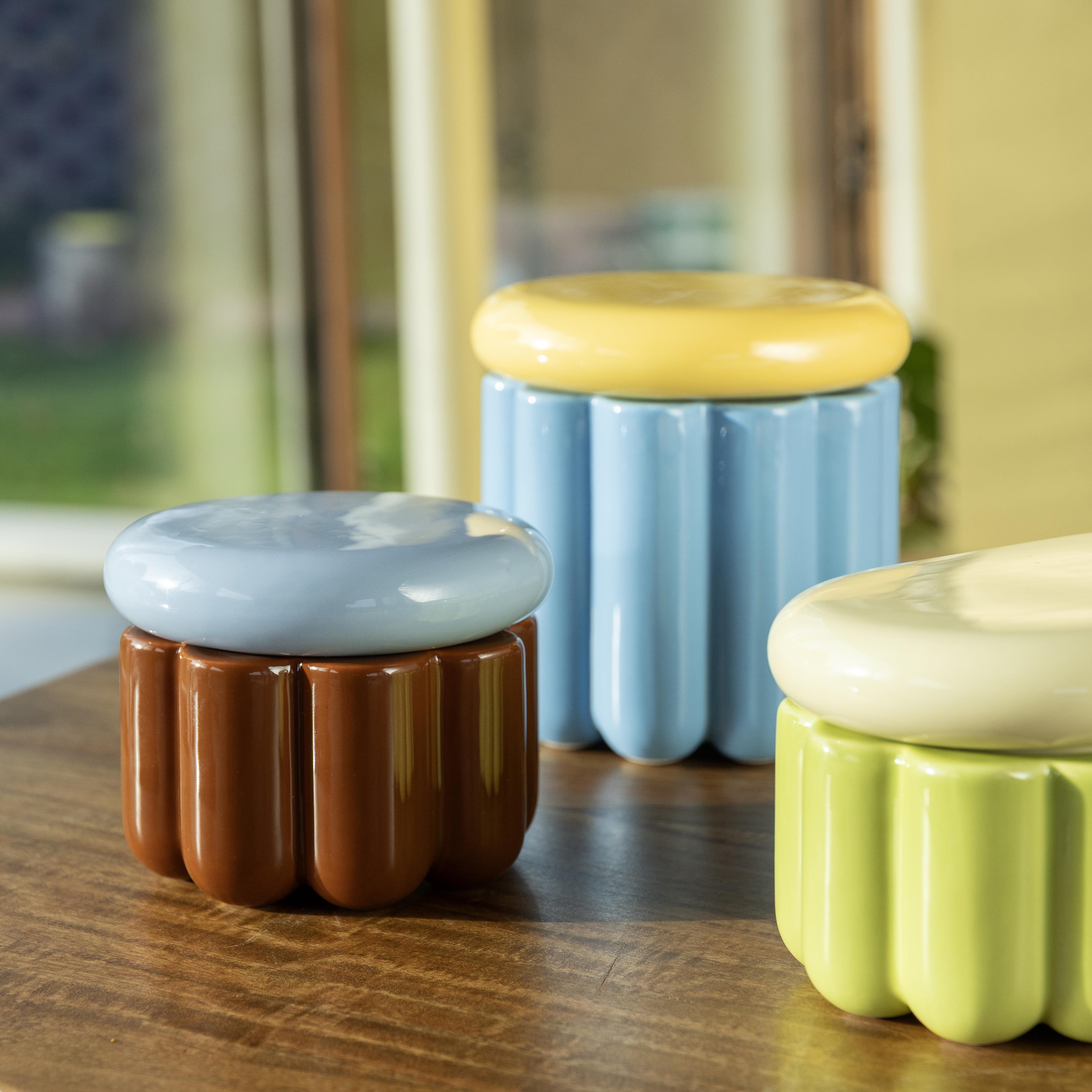 Nádoba CHARLO zelená s žltým viečkom