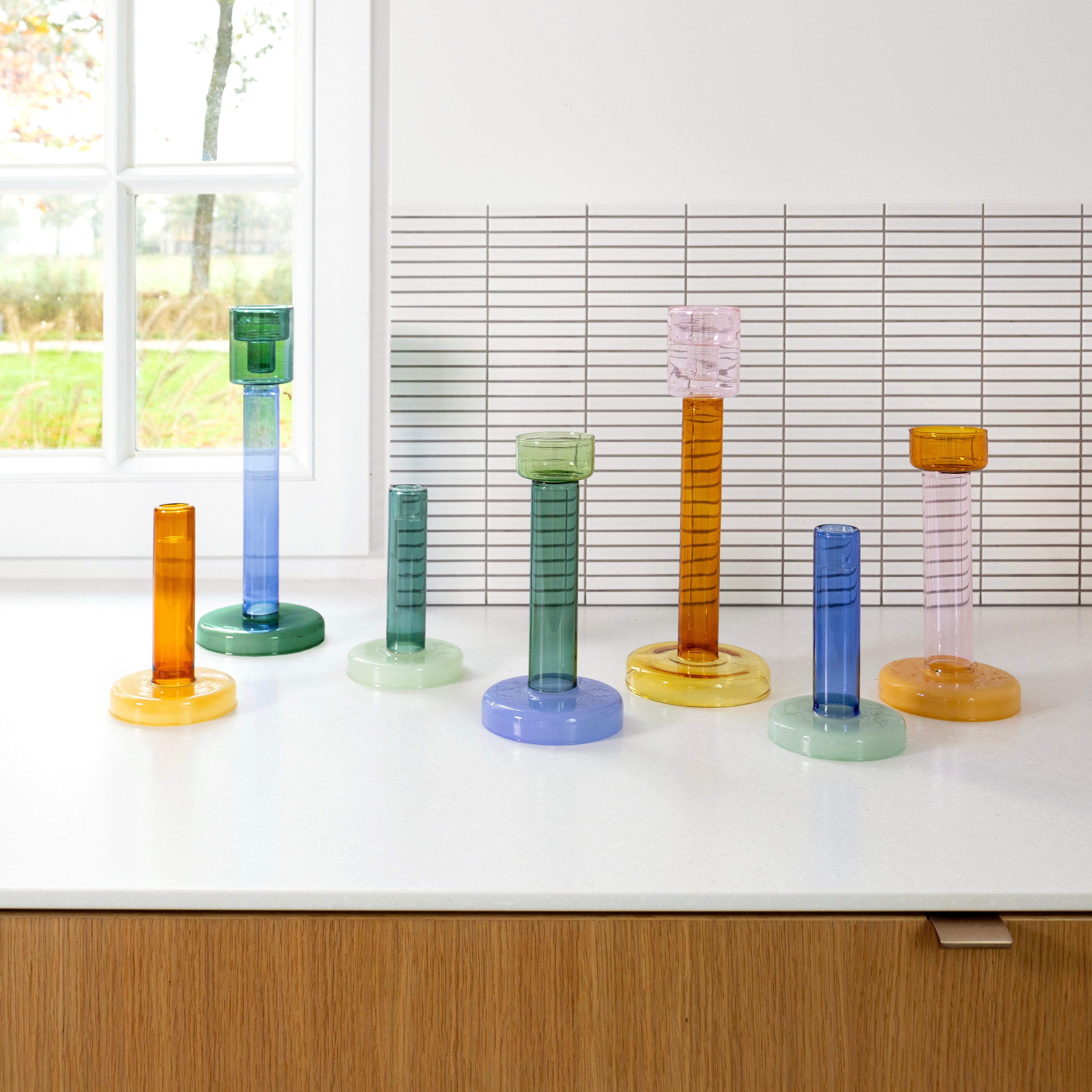 Svietnik na tealight BOLE žltý s ružovým