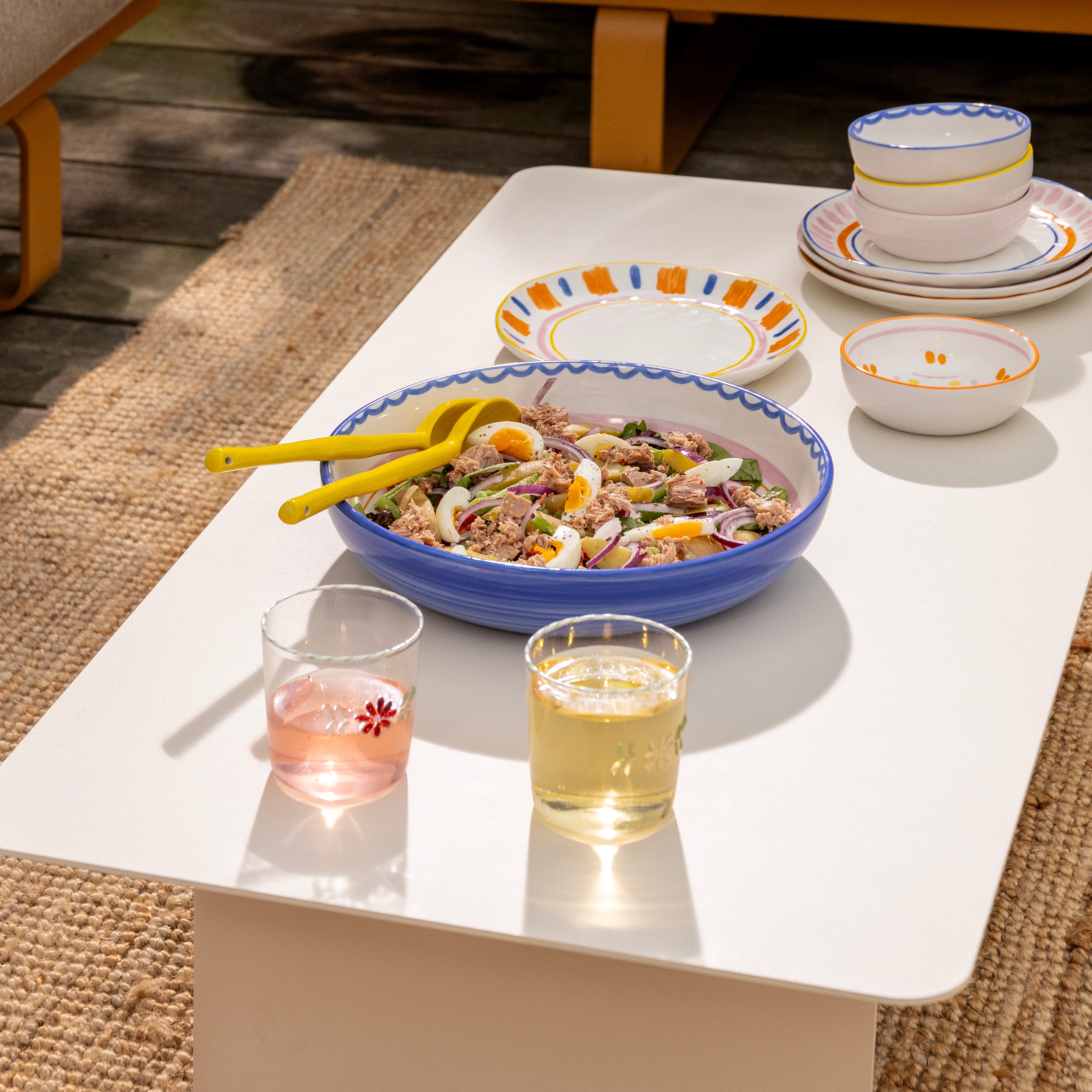 FLORA Glasses Set with Blue Flower Motif