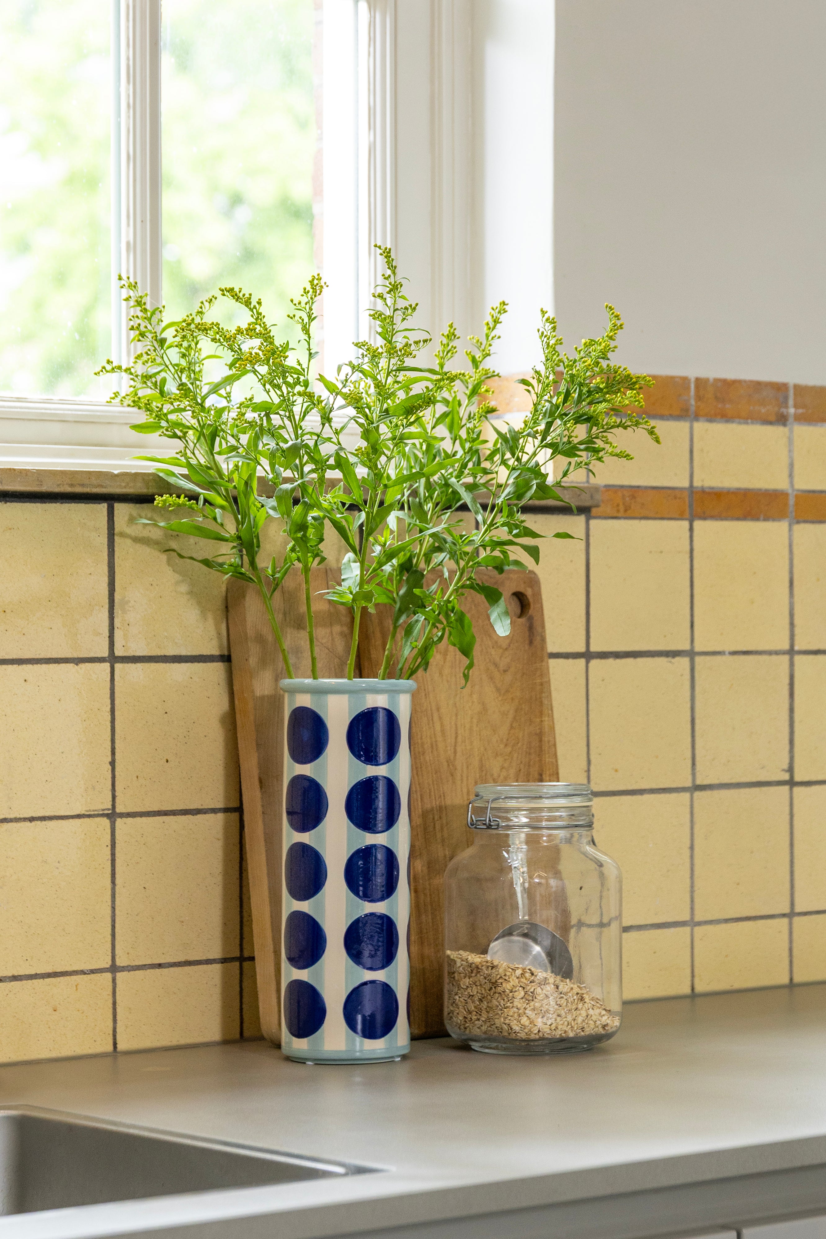 Váza PATCH DOT modrá s bielou