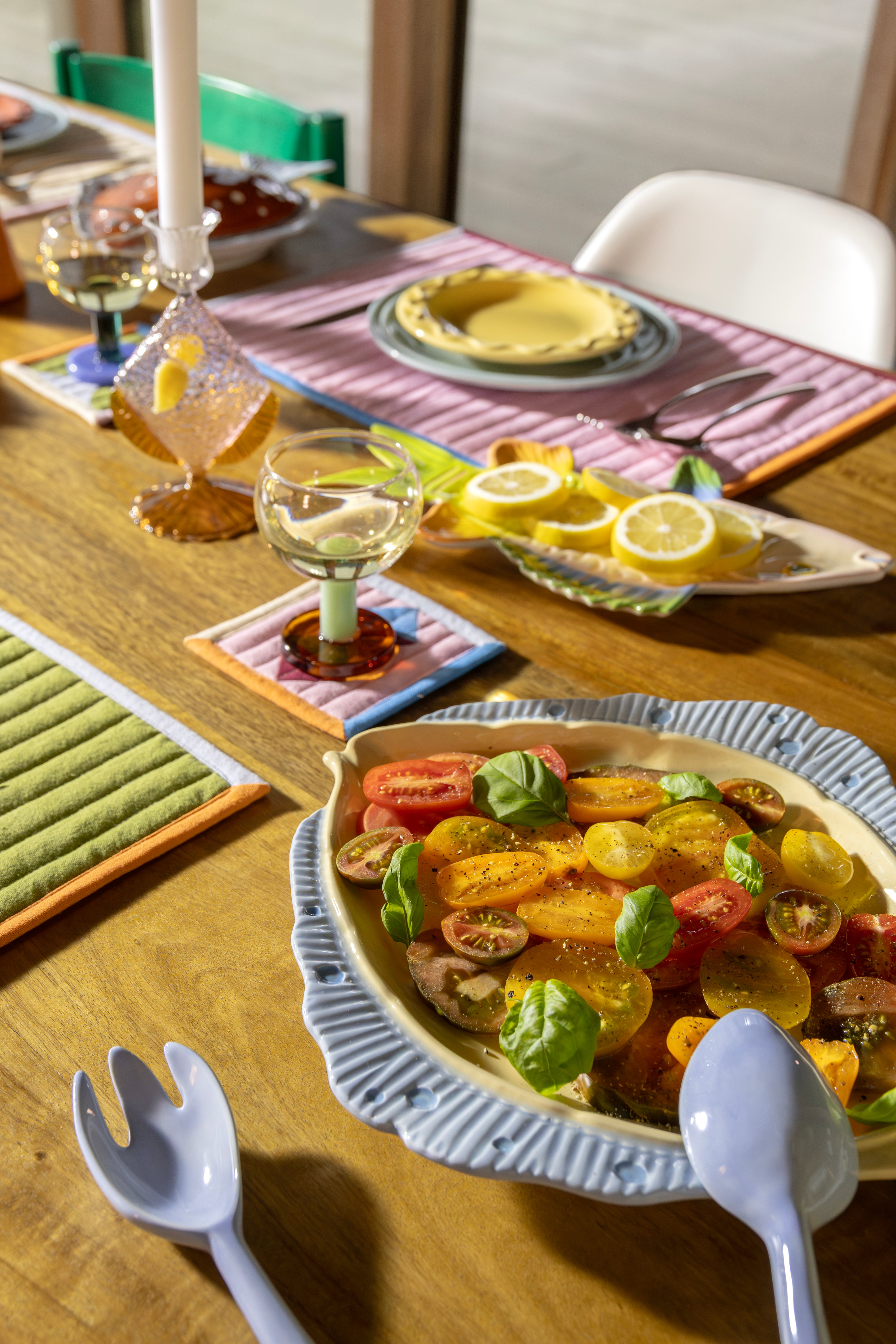 Serving Plate PLAICE Yellow with Blue