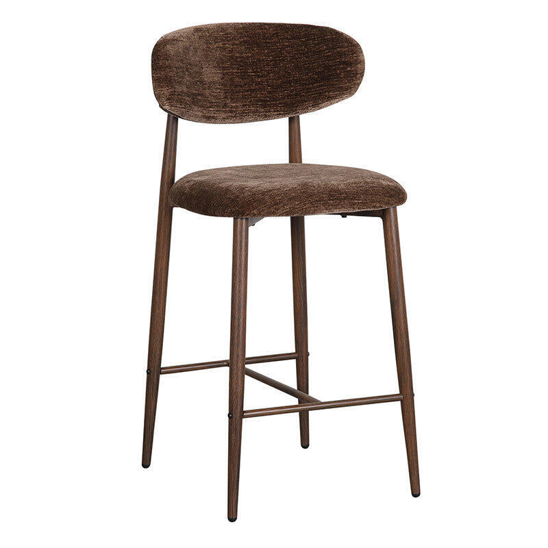 JAPANDI Brown Stool with Dark Wooden Base