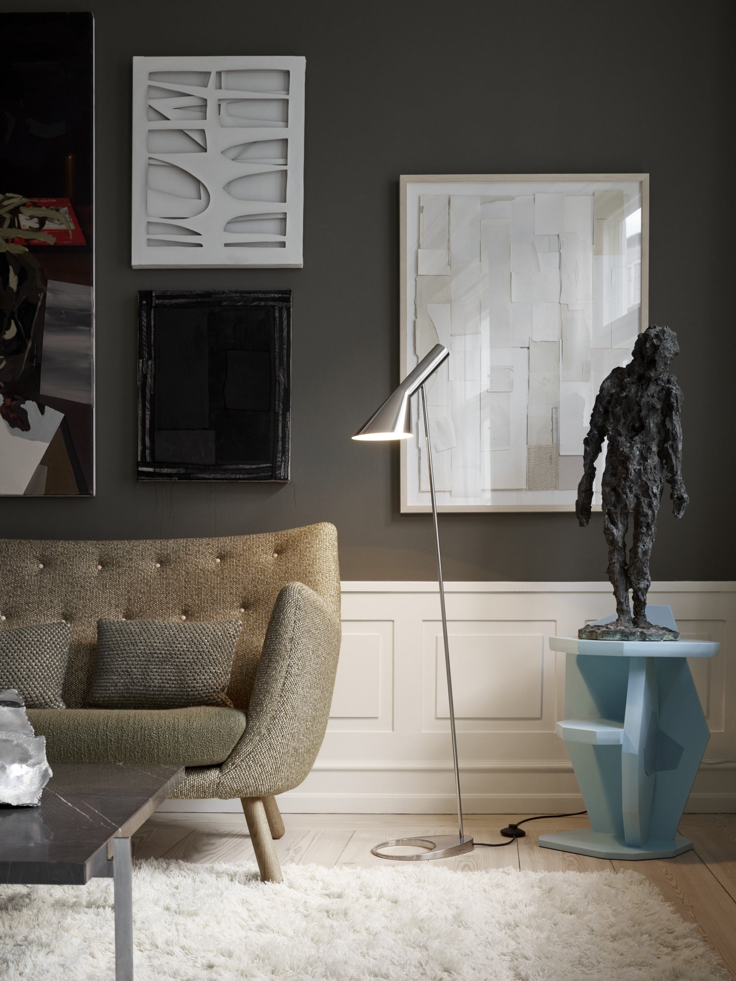 AJ Floor Lamp Polished Stainless Steel