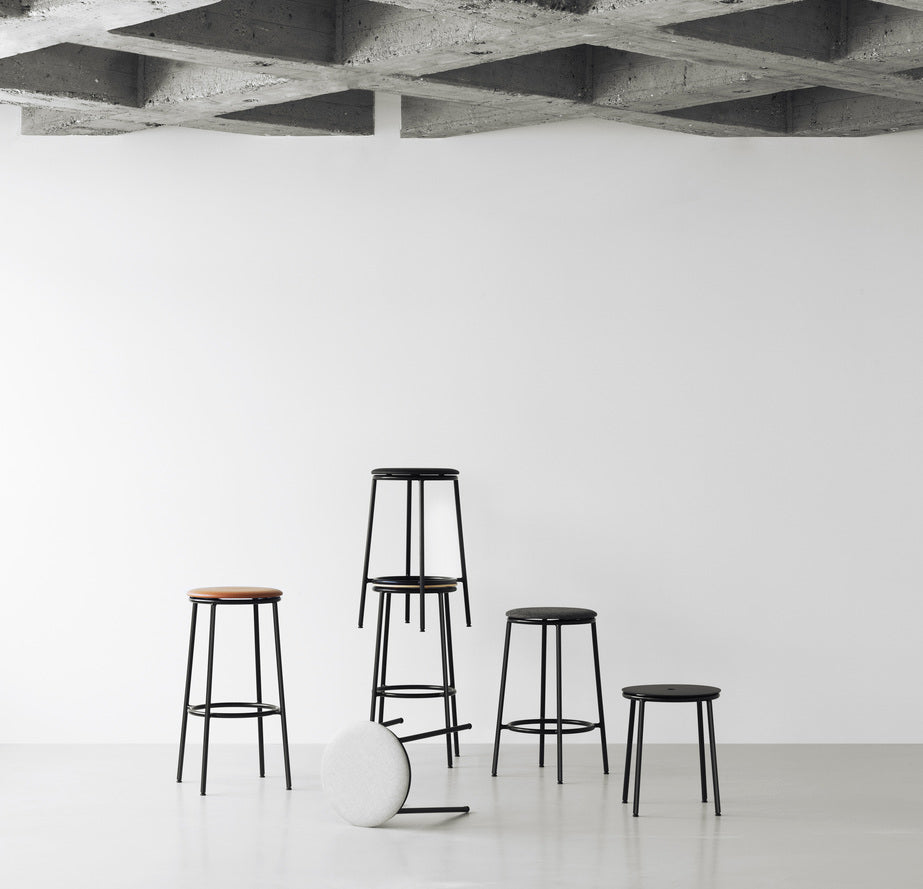 Circa gray bar chair with a black base