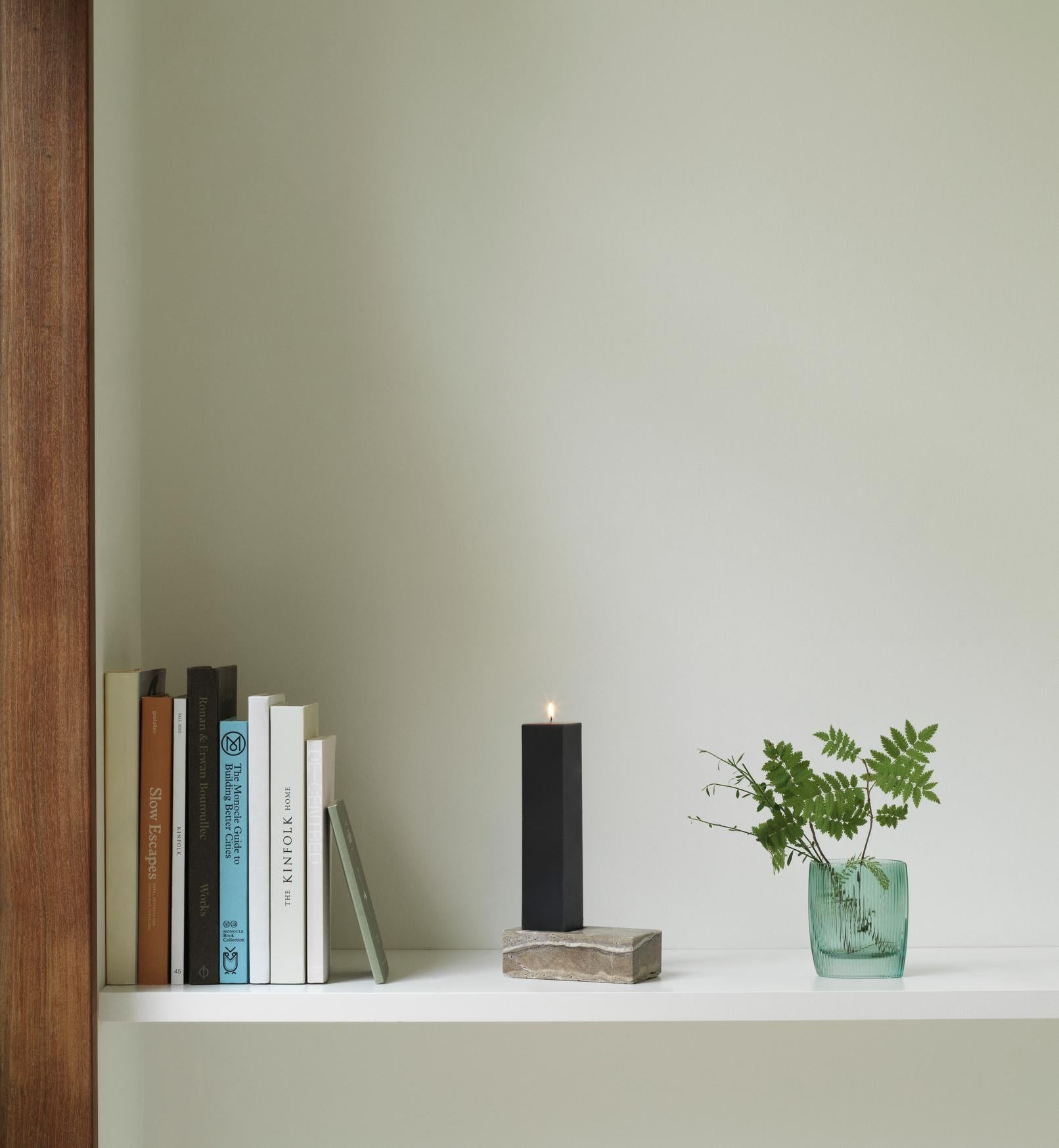 EVEN silver-brown travertine candle holder