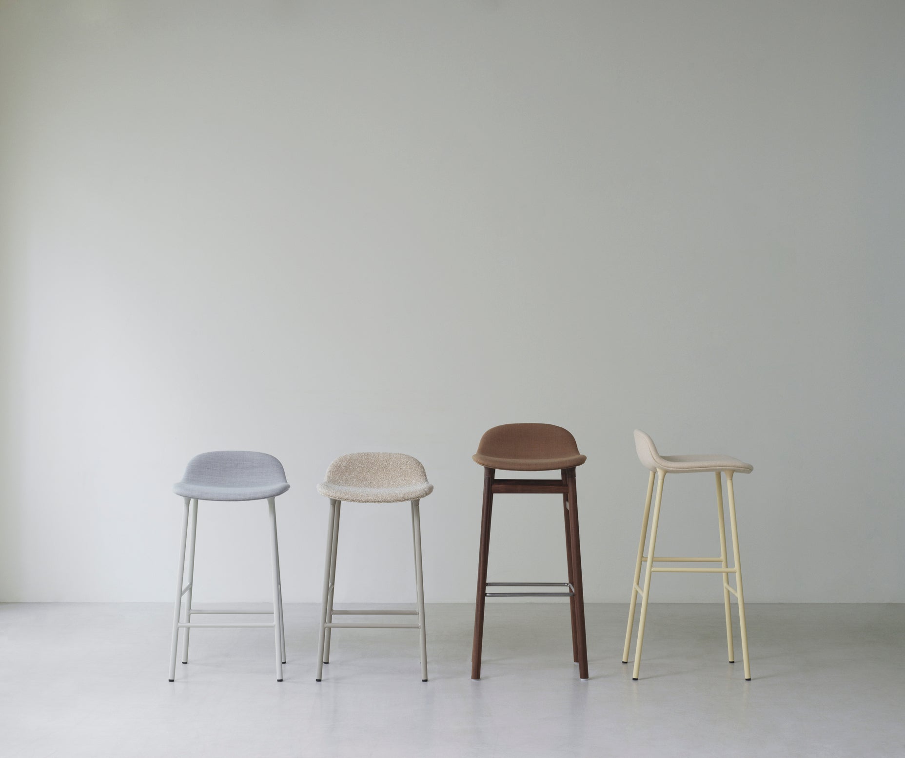 Upholstered forms with a brown base