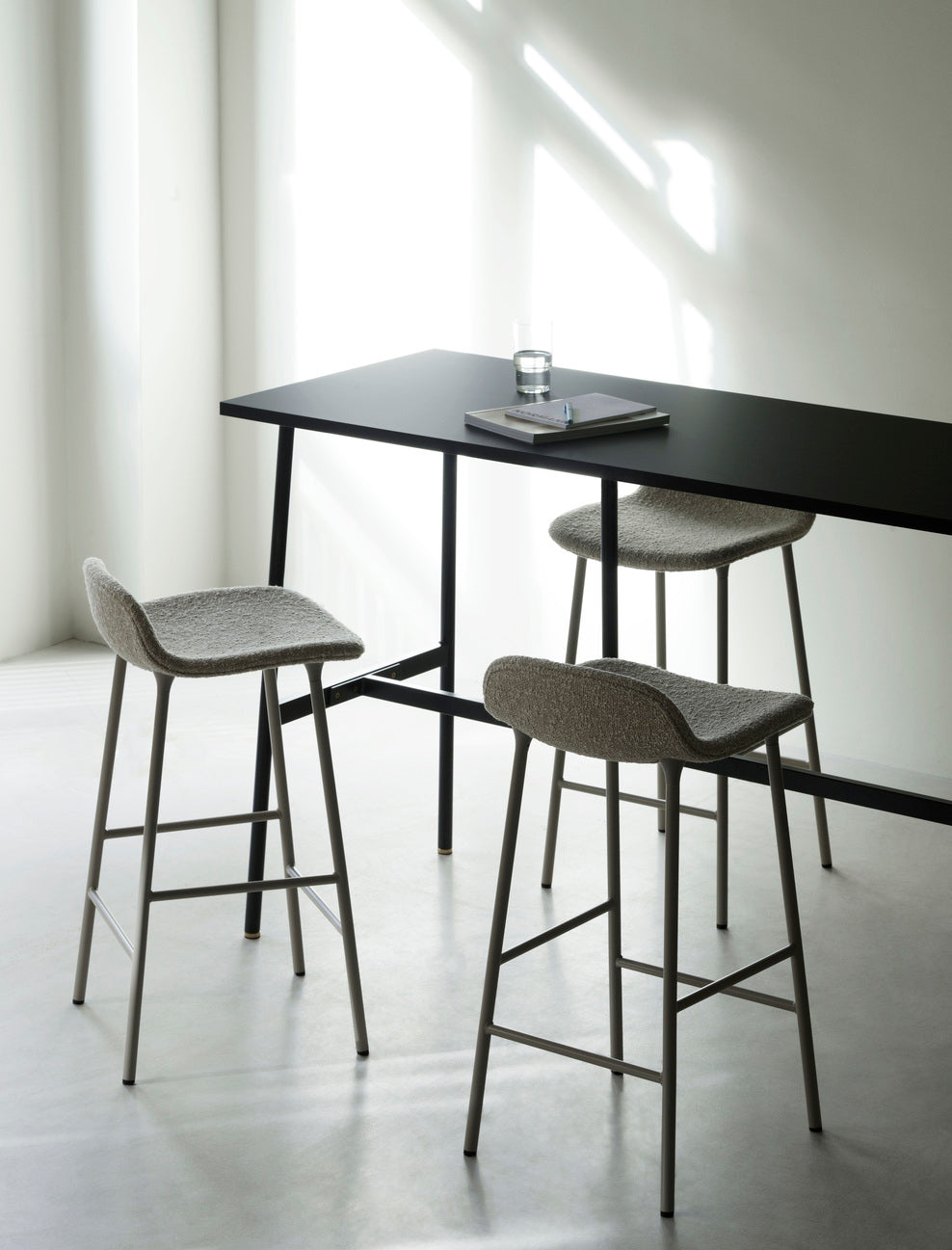 Upholstered forms with a brown base