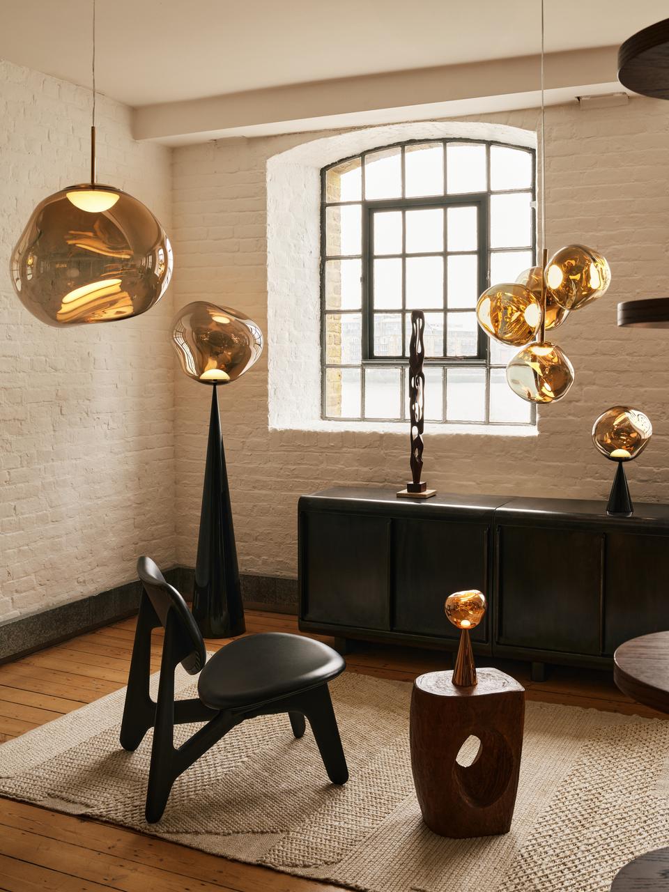 MELT brown table lamp with a black base