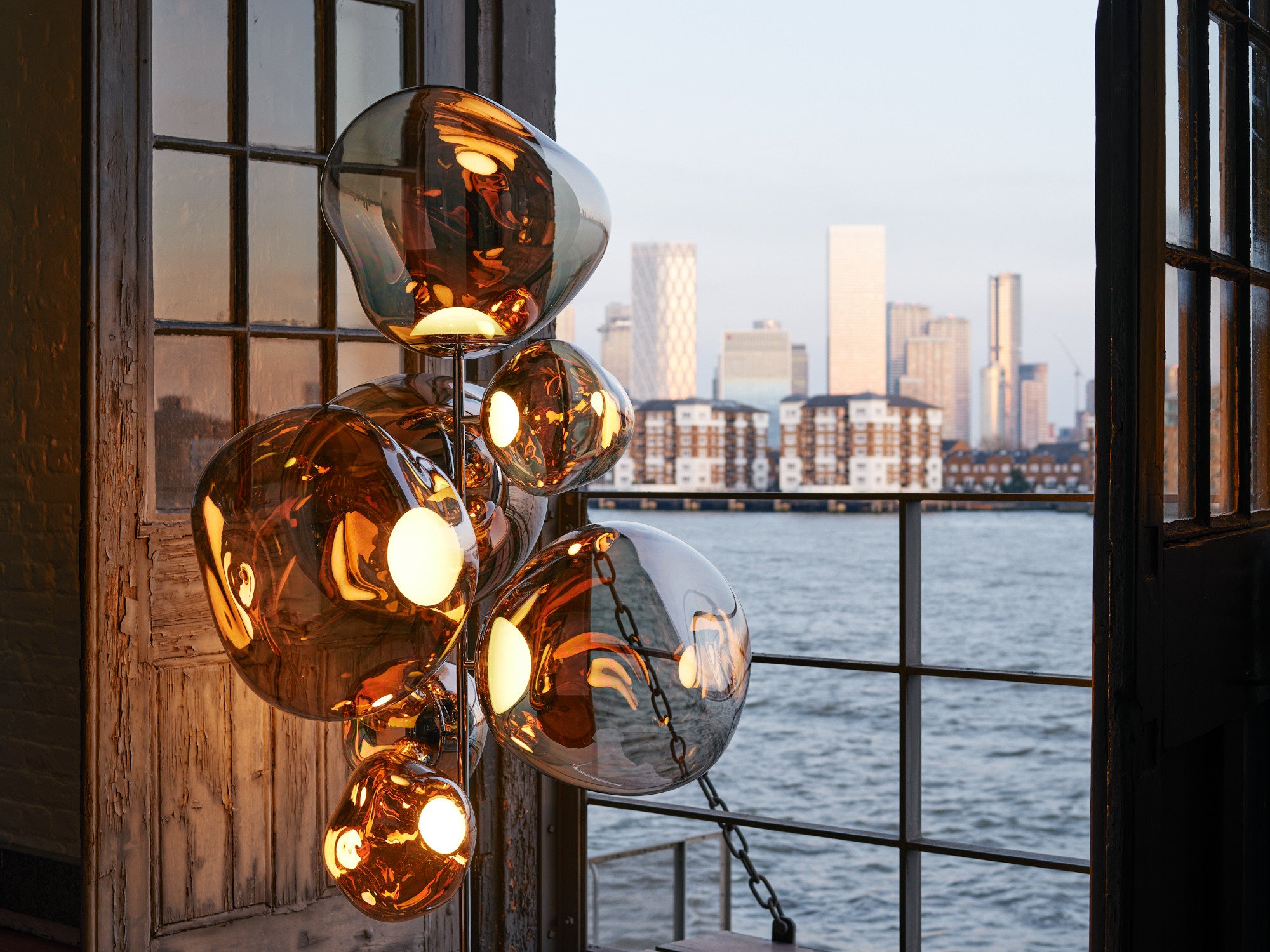 MELT Opal Floor Lamp with Gold Finish