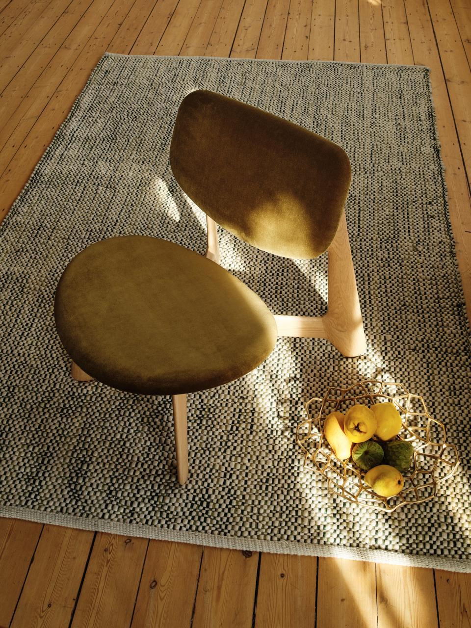 SLAB Armchair in Khaki with Oak Base