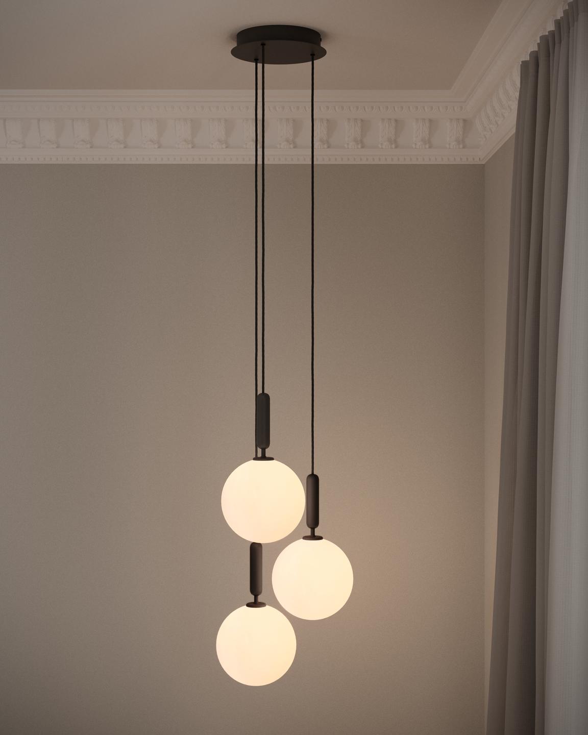 Závesná lampa MIIRA 3 grafitová s opálovým sklom
