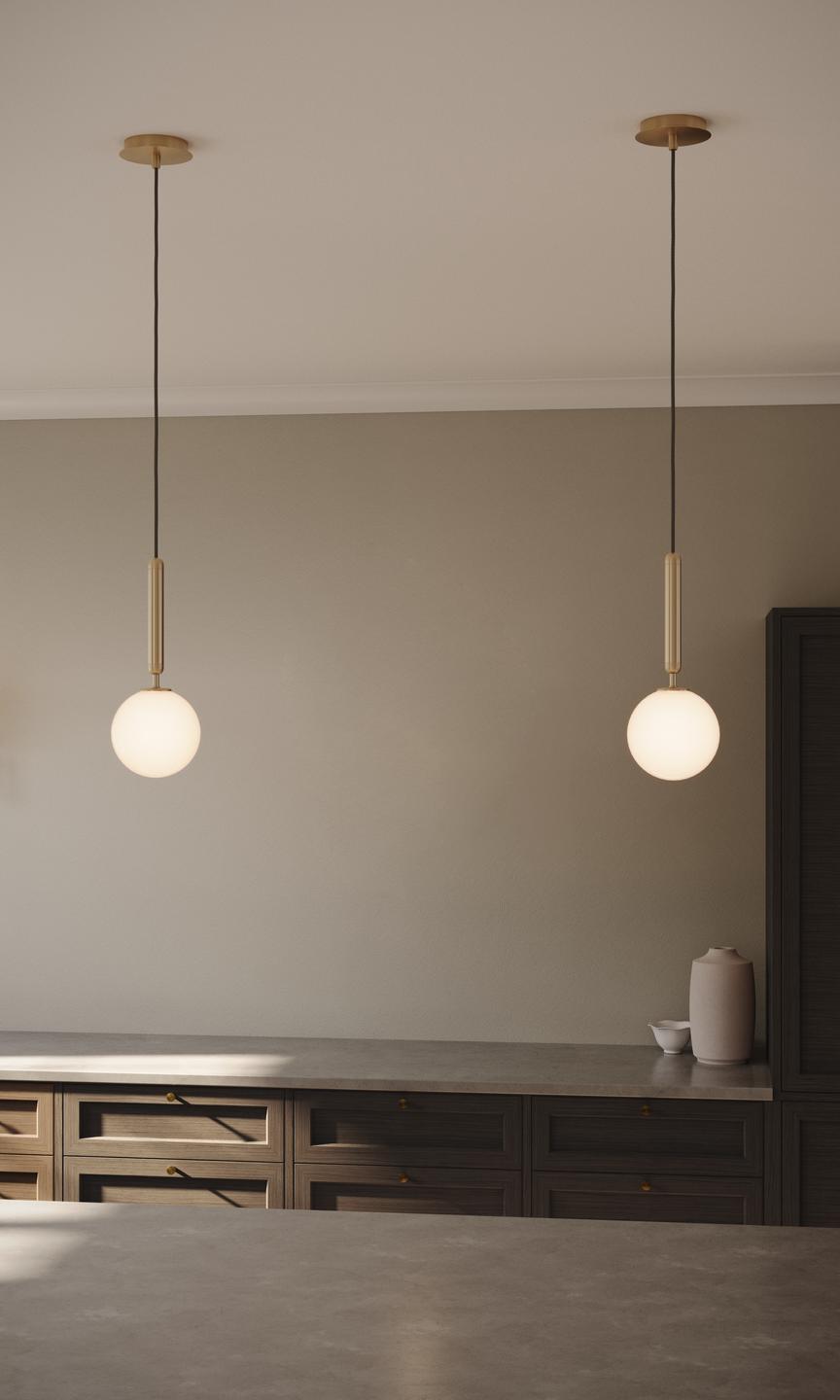 MIIRA Pendant Lamp in Brass with Opal Glass
