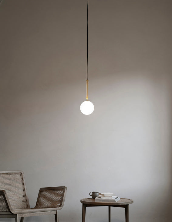 MIIRA Pendant Lamp in Brass with Opal Glass