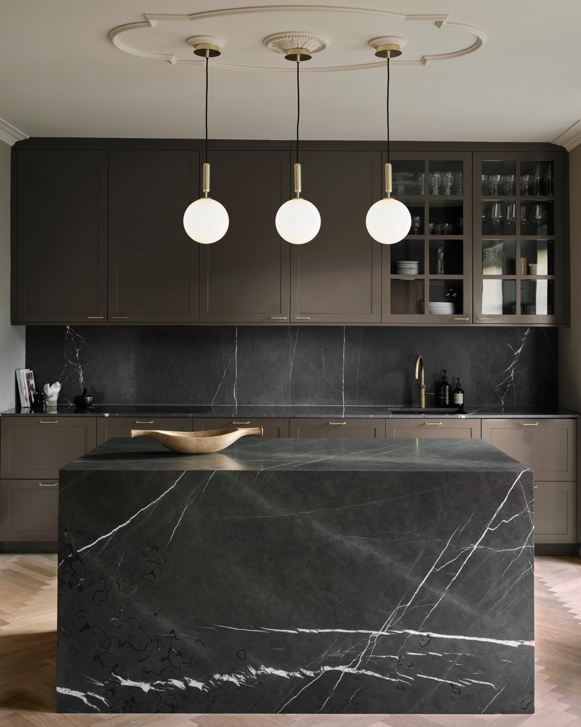 MIIRA Pendant Lamp in Brass with Opal Glass