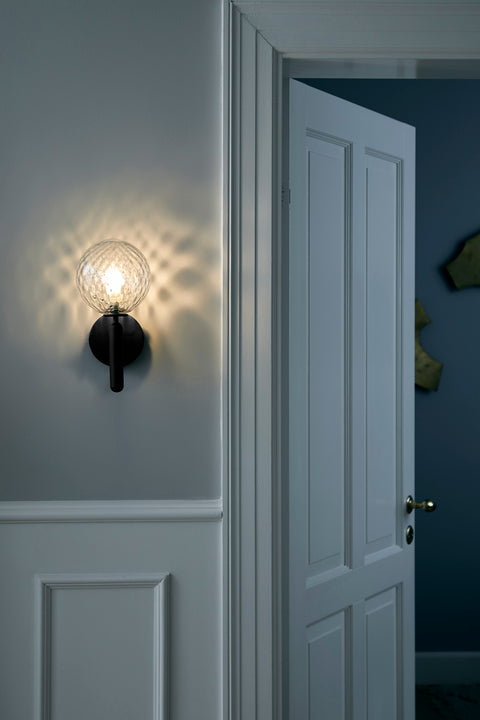 Nástenná lampa MIIRA grafitová s priehľadným sklom