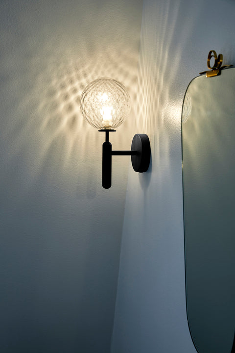 Nástenná lampa MIIRA grafitová s priehľadným sklom