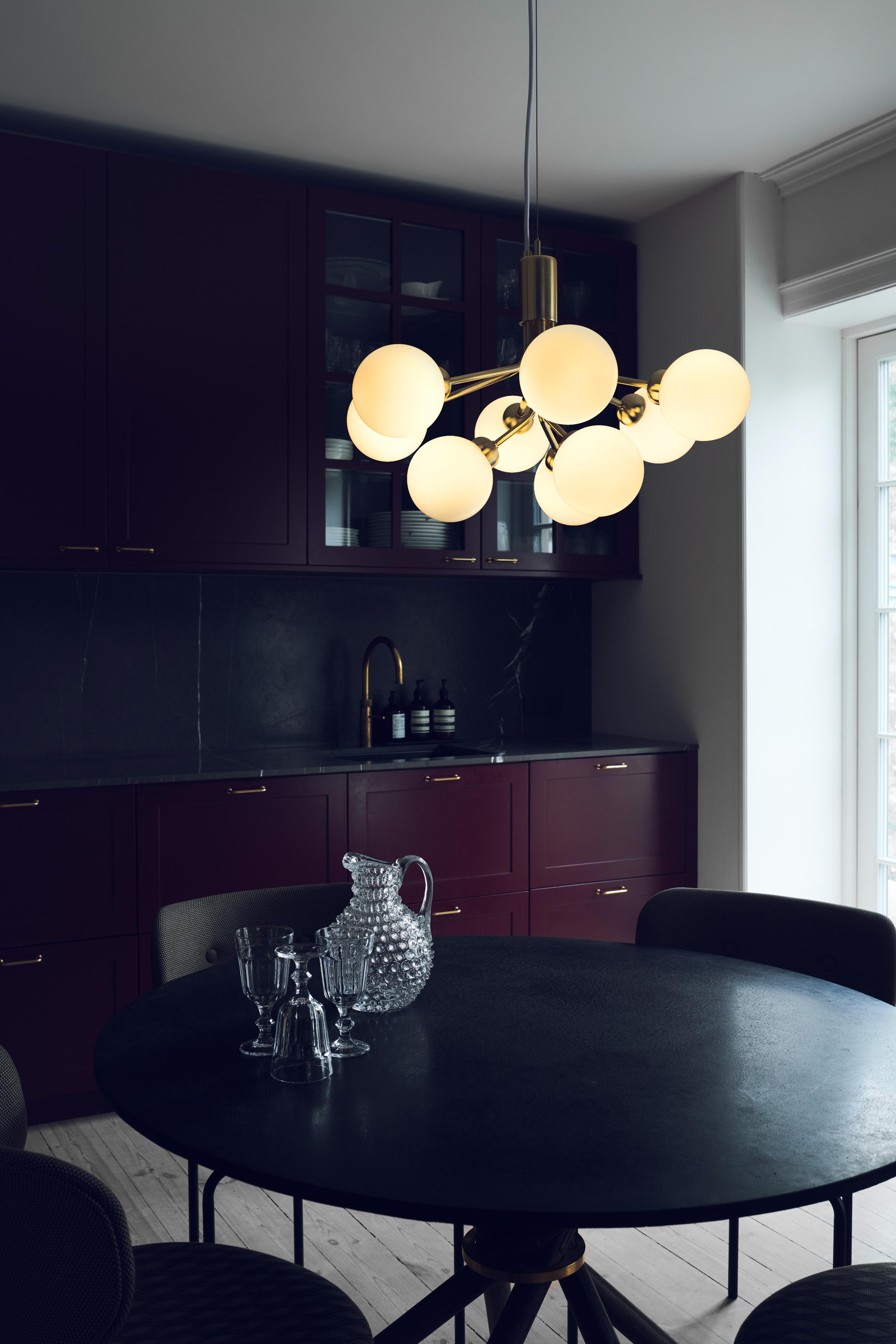 APIALES 9 Pendant Lamp in Brass with Opal Glass
