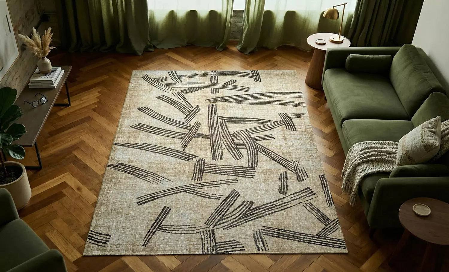 Koberec KANJI béžový s čiernym