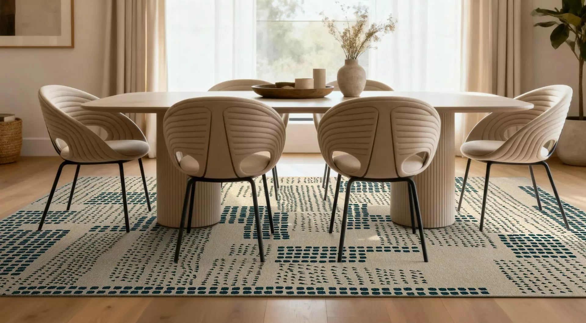 Koberec ZEN béžový so zelenou