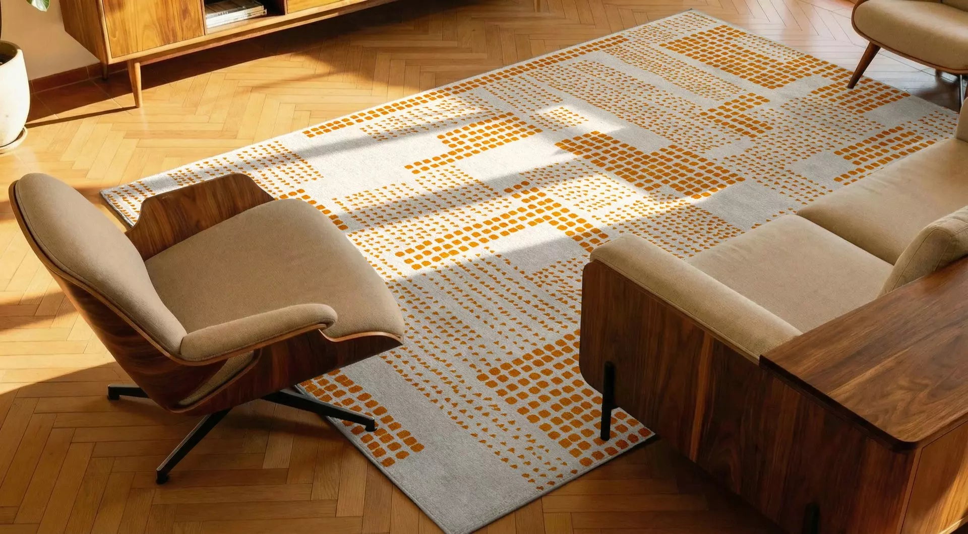 Koberec ZEN béžový so žltou