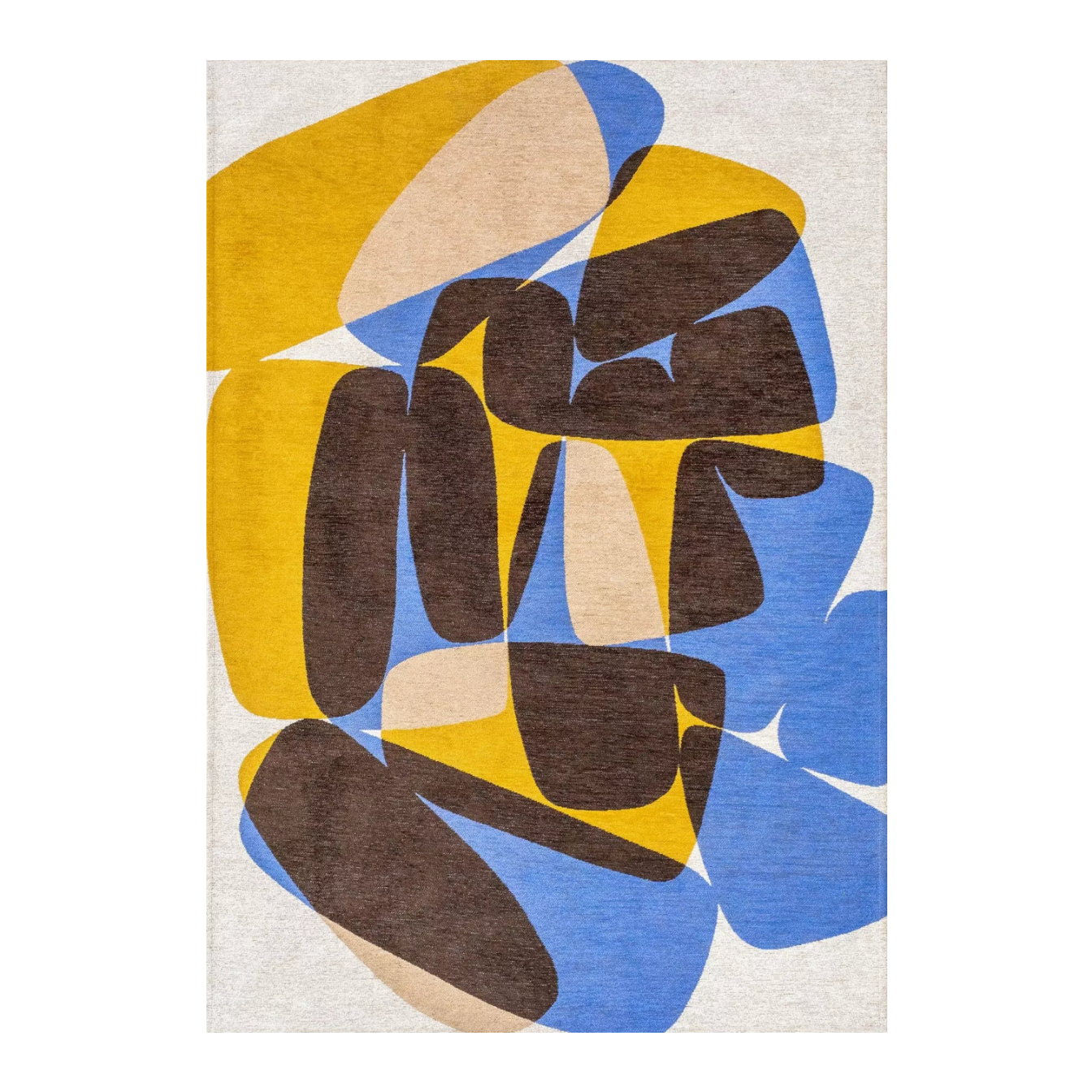 STONES rug in white with brown and blue