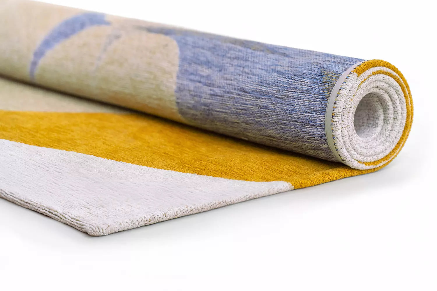 STONES rug in white with brown and blue