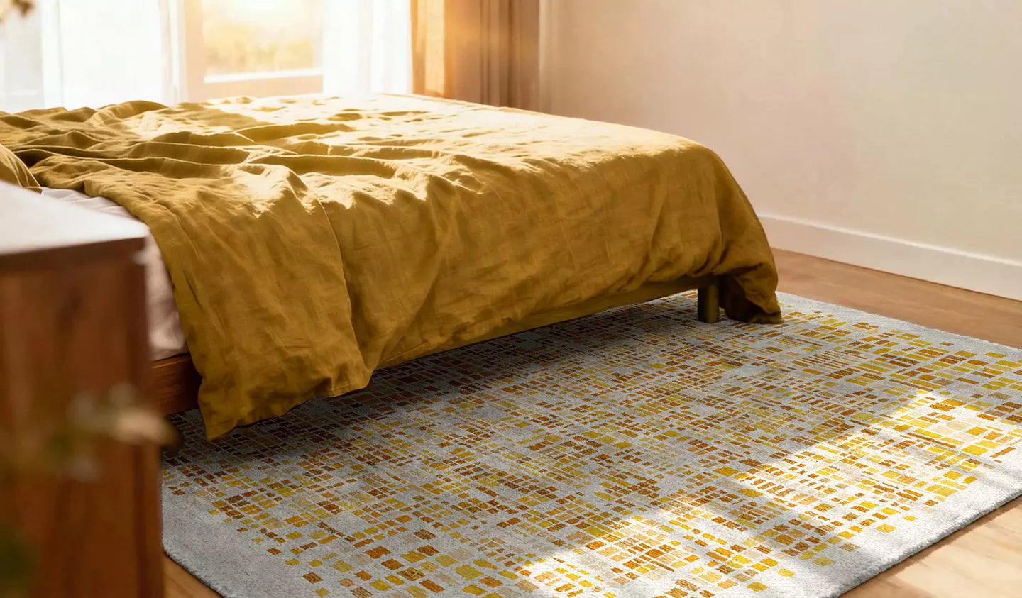 Koberec CUBIK béžový s oranžovou a žltou