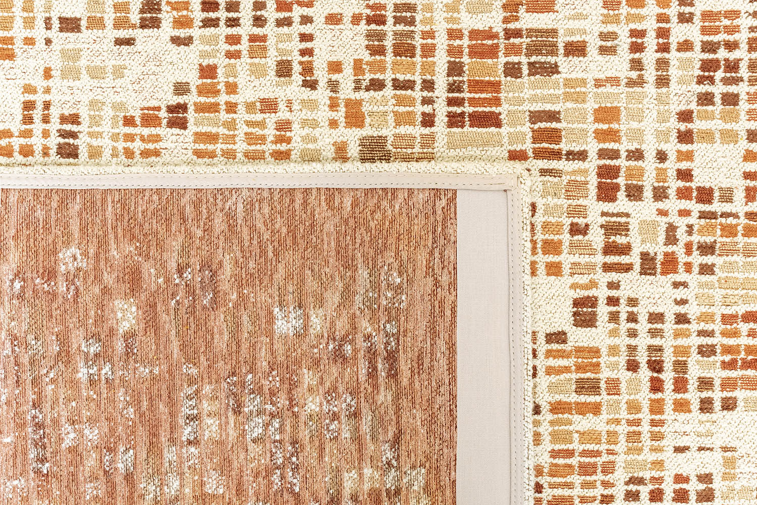 CUBIK Beige Rug with Orange and Burgundy