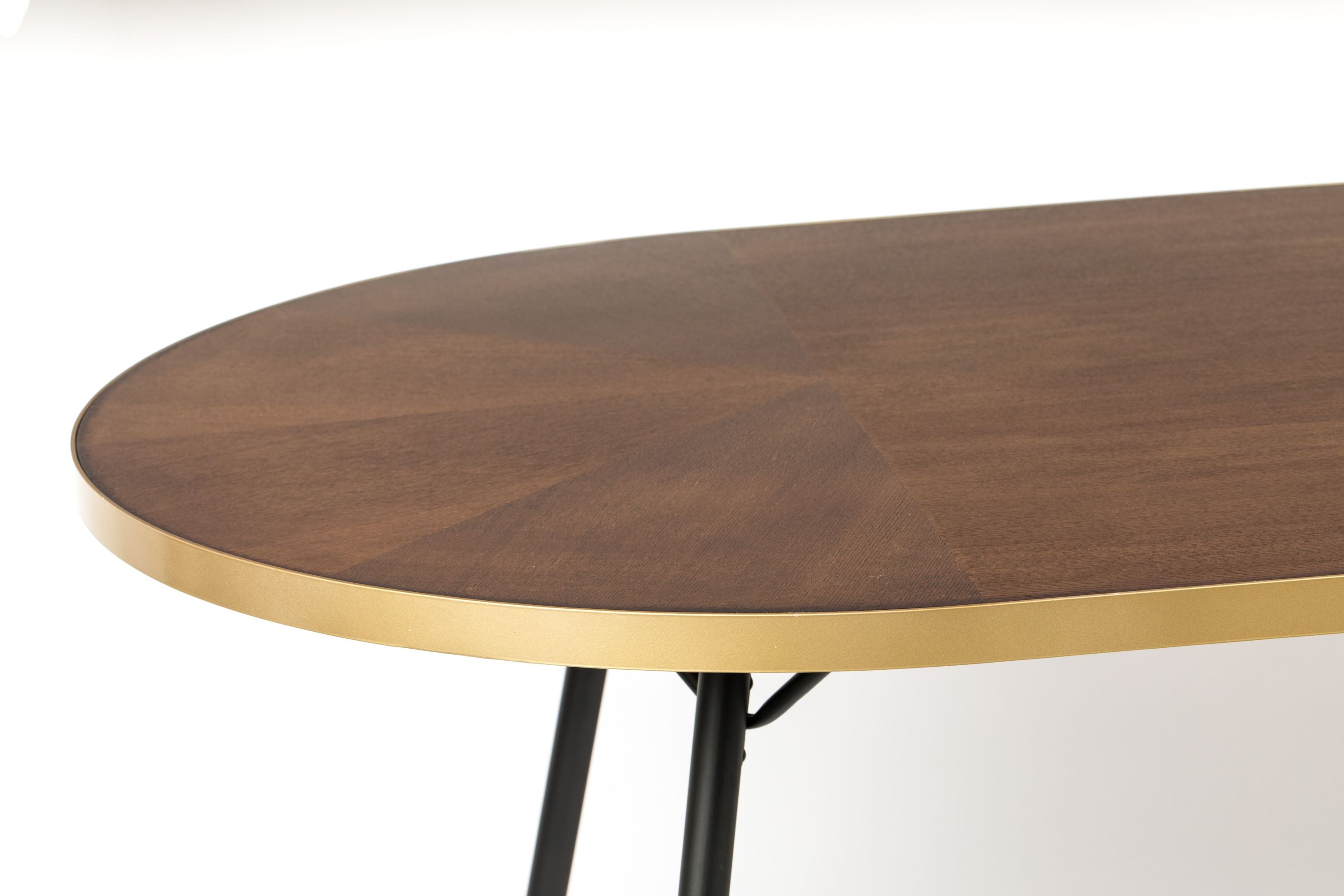 Oval table Denise veneer ash with a black base