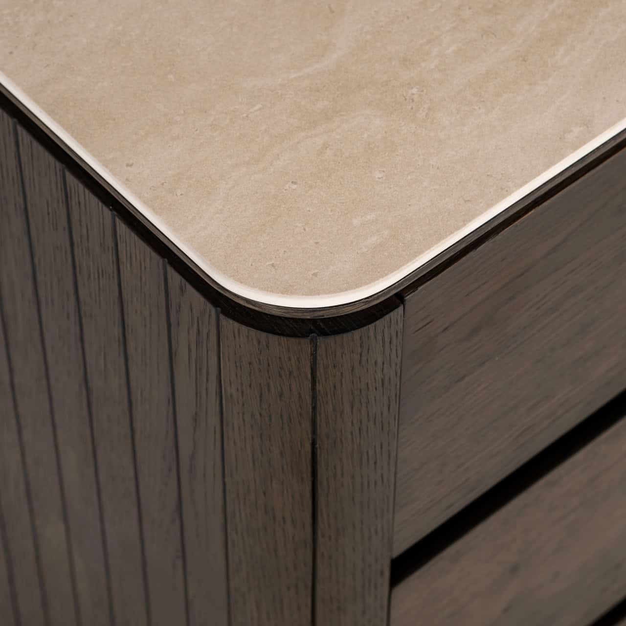 RITZ Nightstand brown veneer with beige ceramic top
