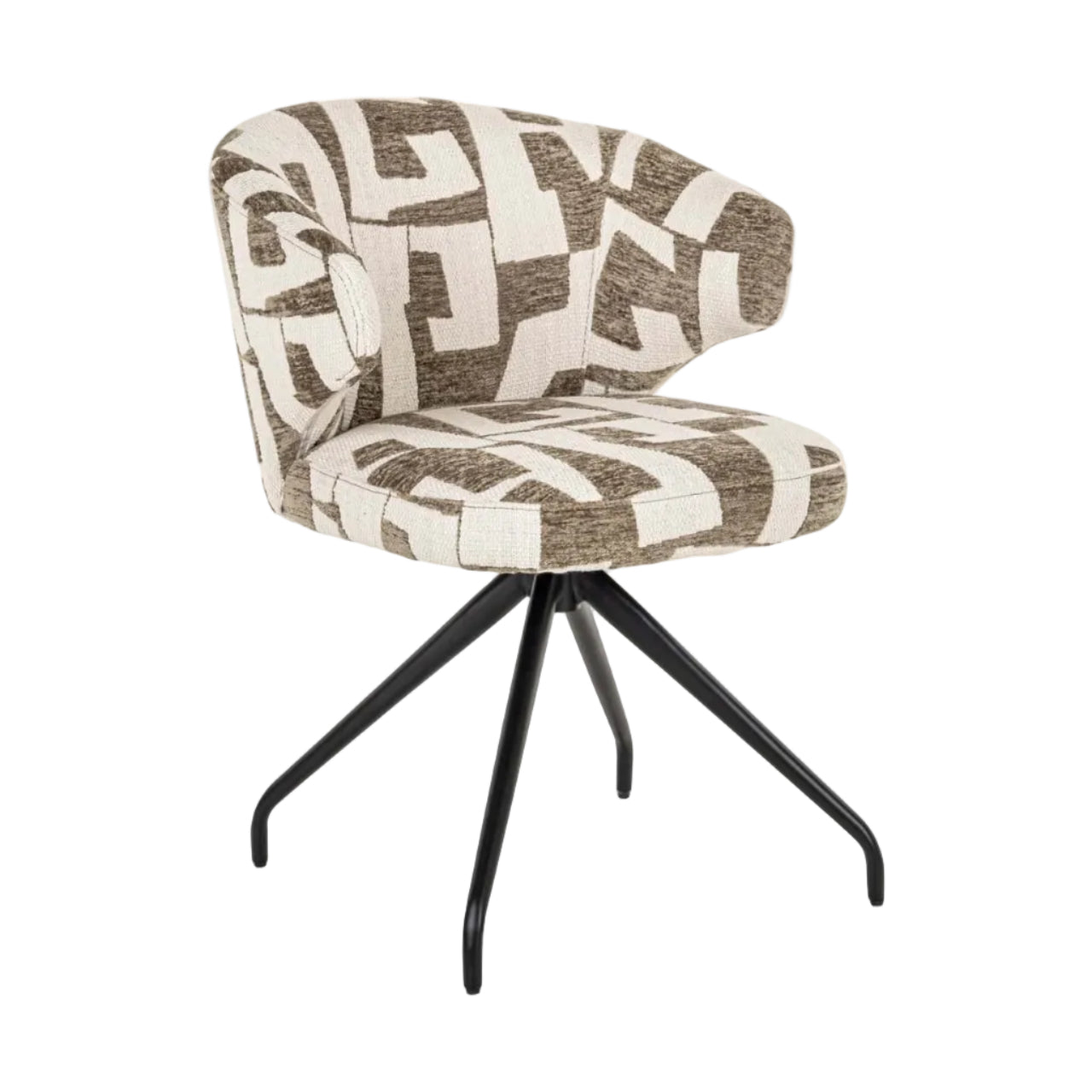 MILLY Swivel Chair in Beige with Brown and Black Base