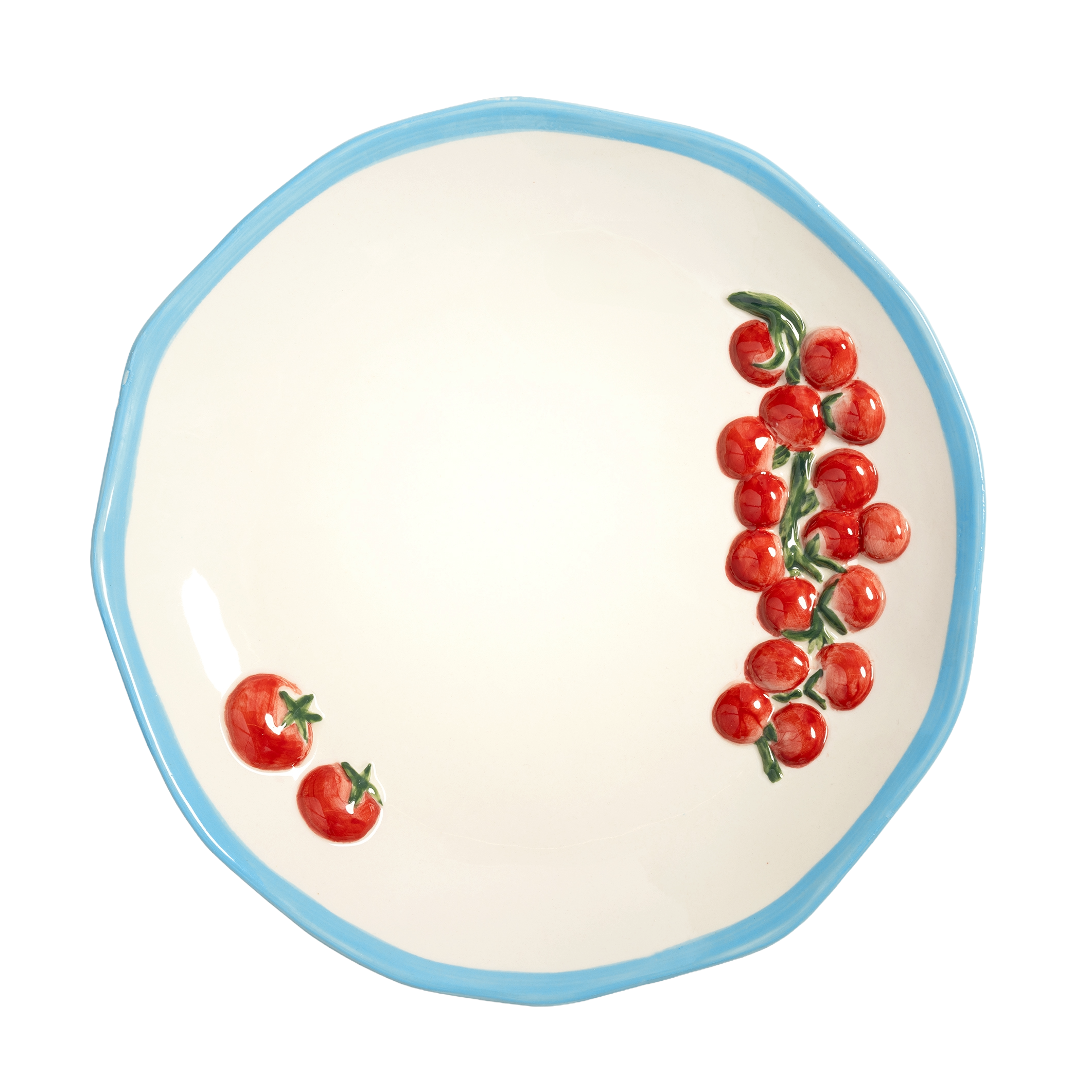 Serving plate POMODORO white with red and blue