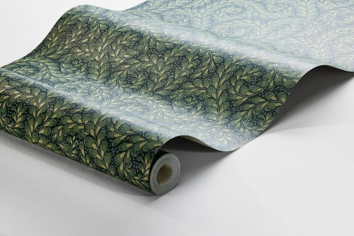 Wild Ferns Green Leaf Pattern Wallpaper