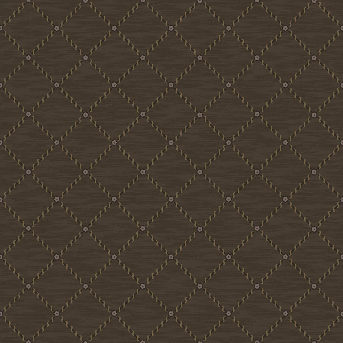 Tapeta s geometrickým motívom GOLDEN TRELLIS hnedá so zlatou
